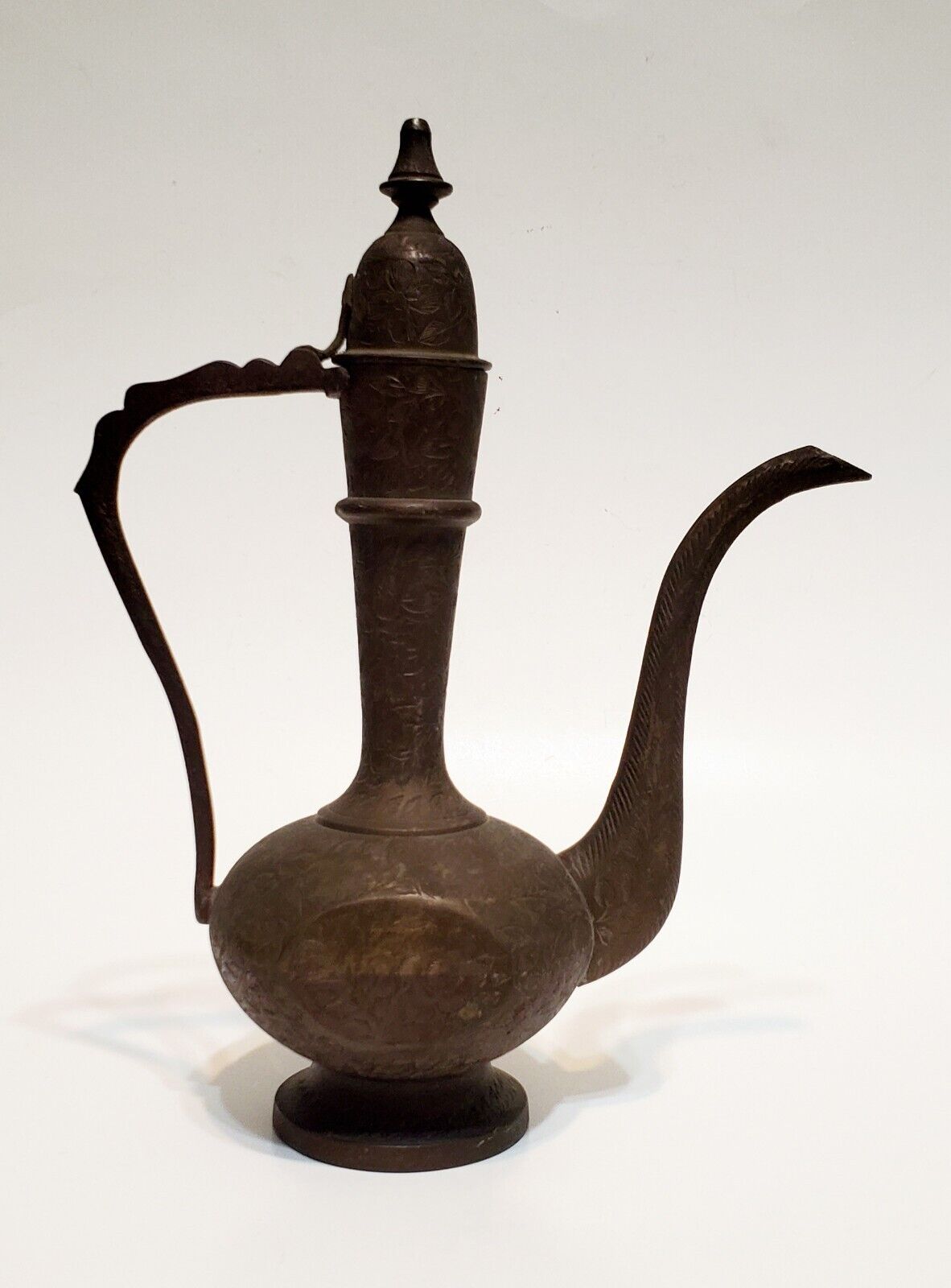 Brass India Coffee Tea Oil Genie Pot Etched True Vintage