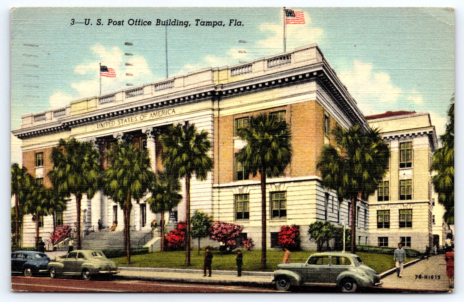 Original Old Vintage Postcard U.S. Post Office Cars Tampa Florida USA 1949