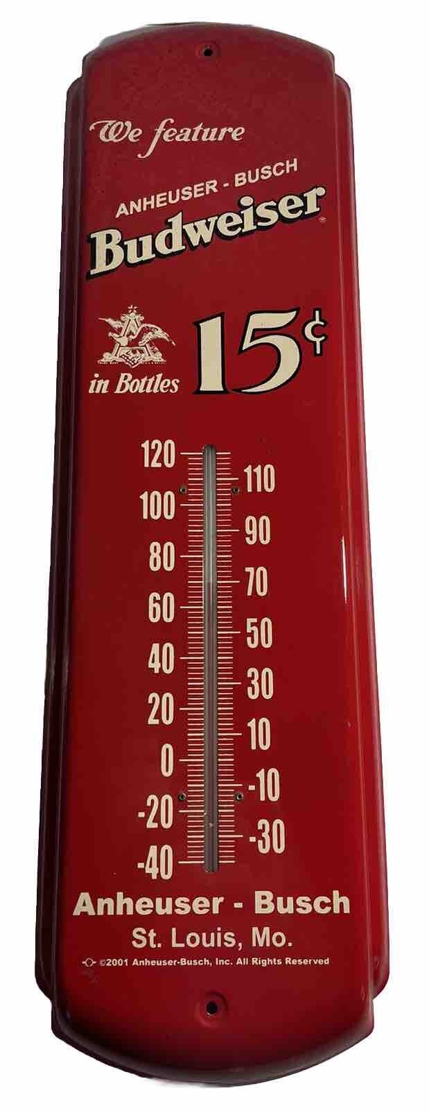 Vintage 2001 Budweiser Anheuser-Busch Man Cave Wall Decor Thermometer 