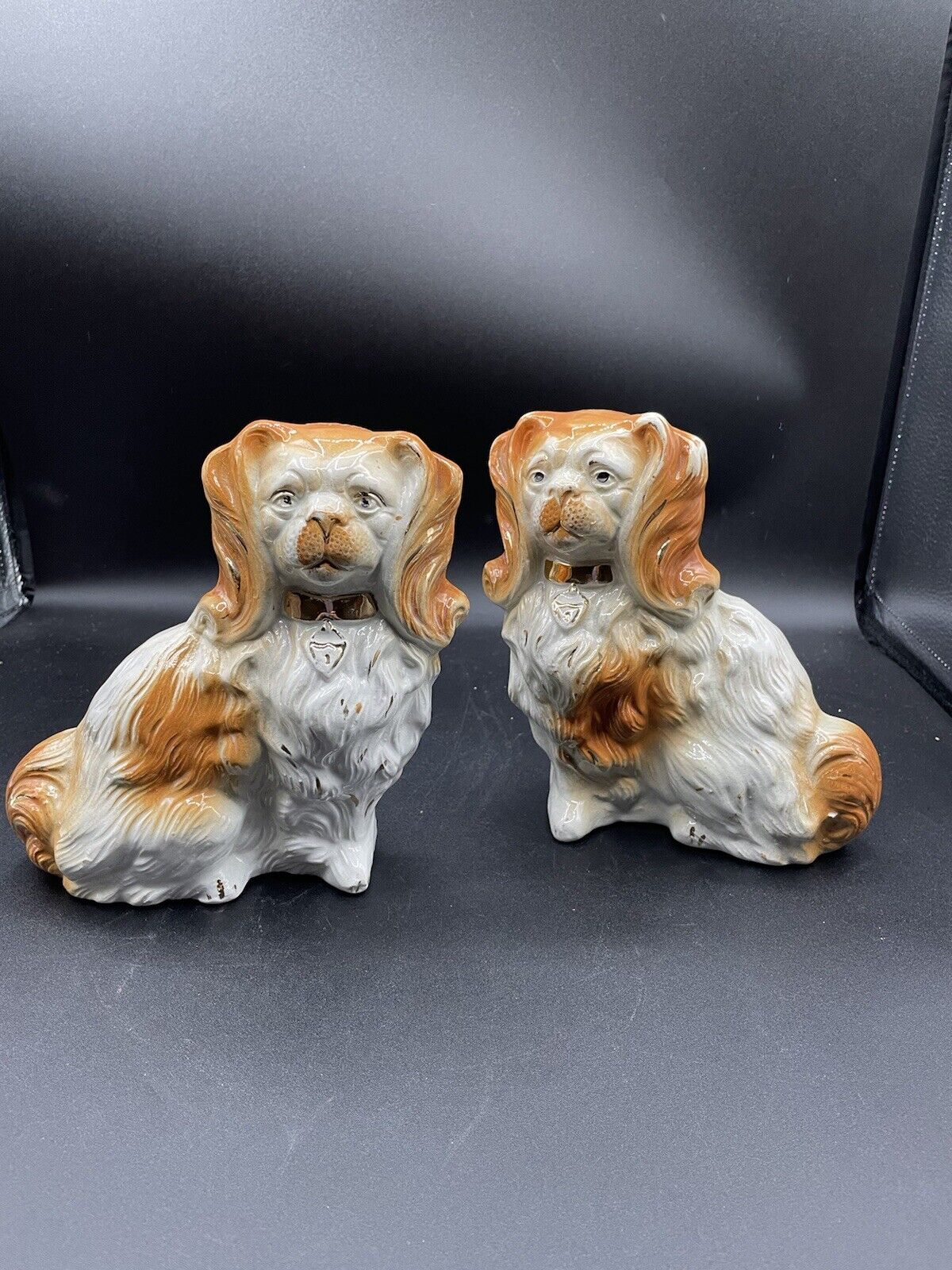 Vintage Pair of King Charles Staffordshire Pups