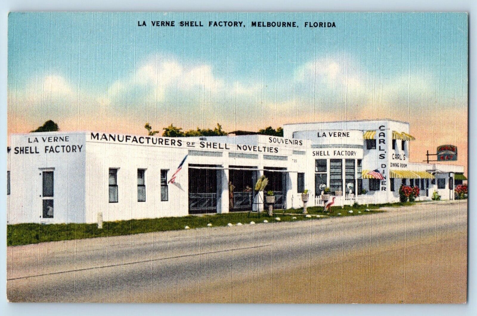 Melbourne Florida Postcard La Verne Shell Factory Exterior c1940 Vintage Antique