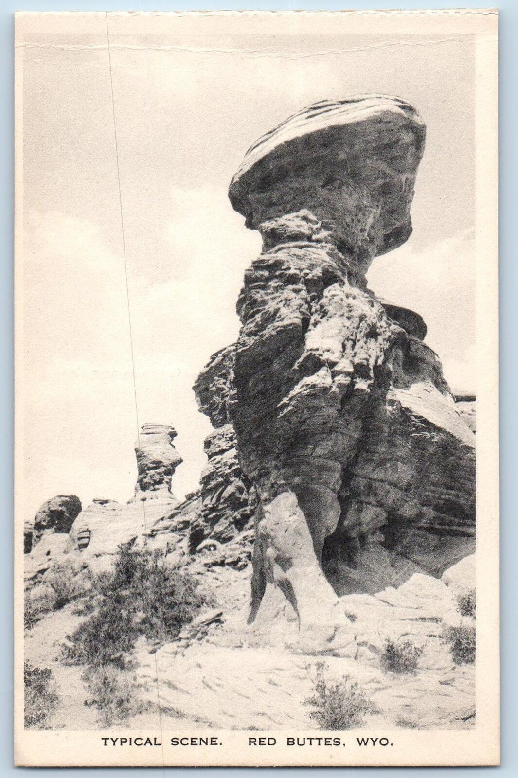Red Buttes Wyoming Postcard Typical Scene Rock Formations Scene c1940s Vintage