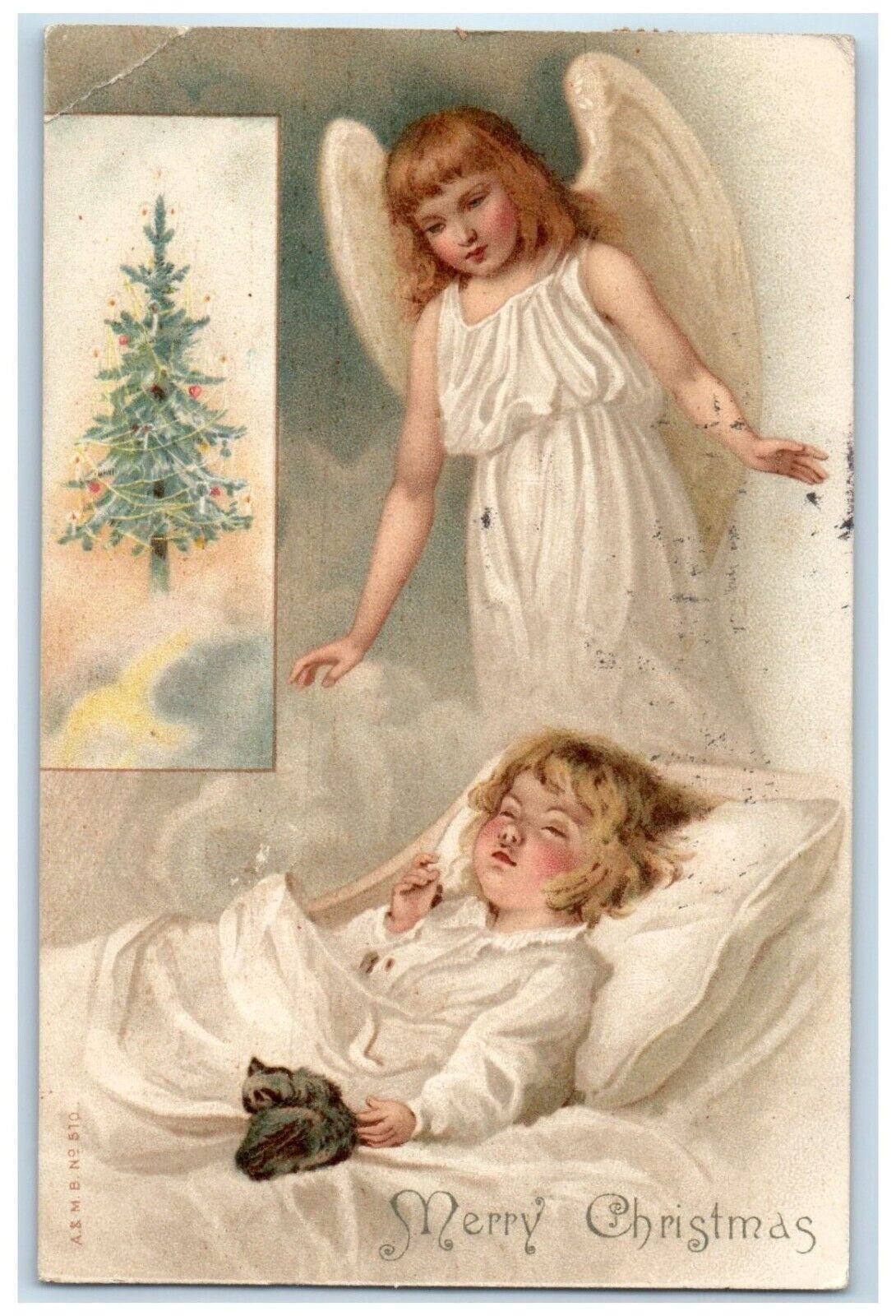 1907 Merry Christmas Sleeping Child Angel Cincinnati Ohio OH Antique Postcard