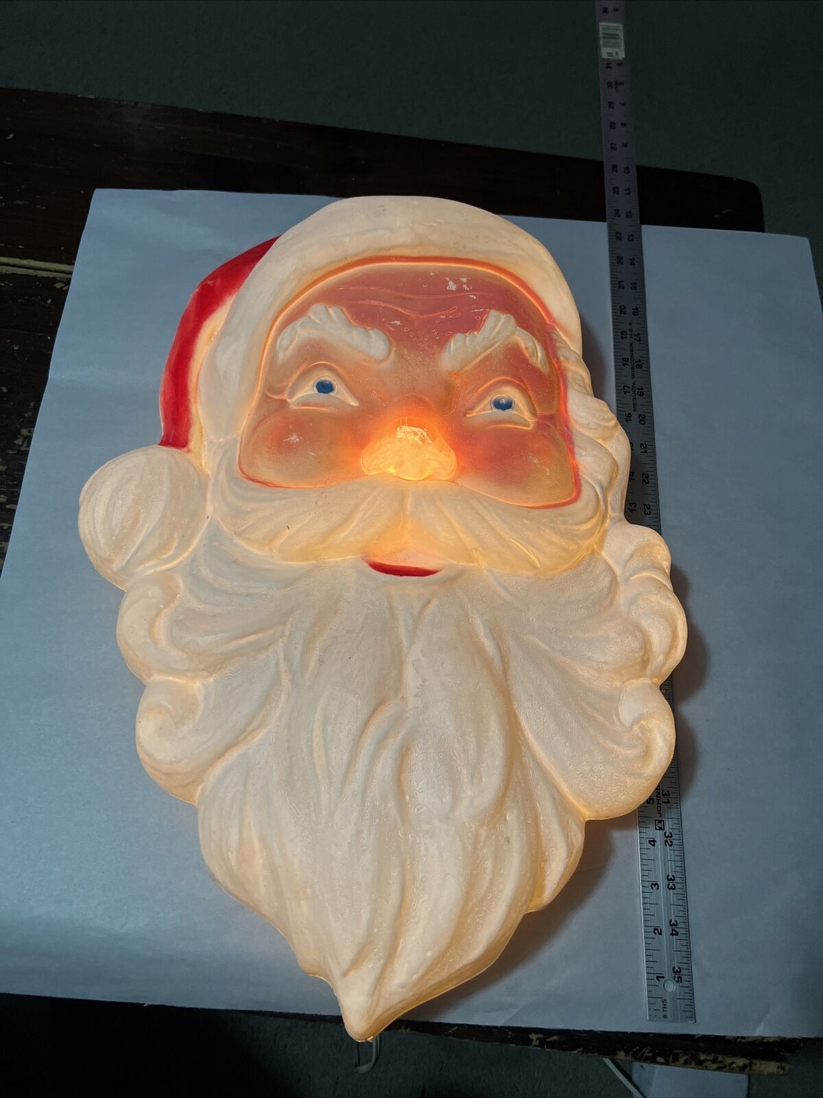 Blow Mold - Vintage - LARGE 21.5 INCH SANTA CLAUS HEAD - WORKS PERFECT RARE