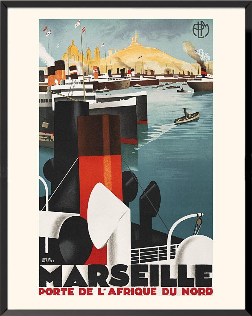 MARSEILLE ROGER BRODERS REISSUE ART DECO POSTER 2 FORMATS CITY POSTER