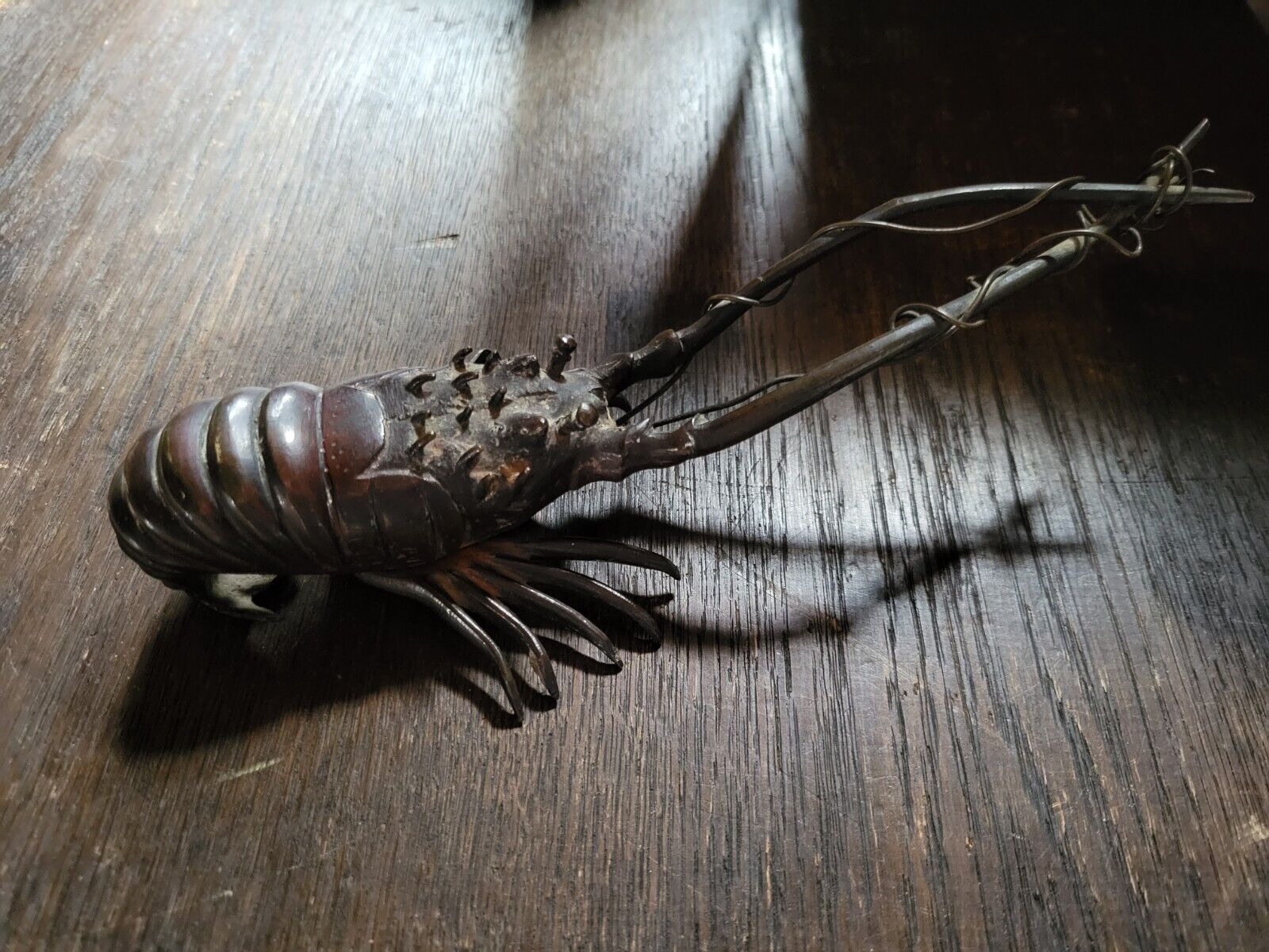 Antique JAPANESE MEIJI BRONZE OKIMONO STUDY OF A PRAWN FIGURE Lobster Shrimp