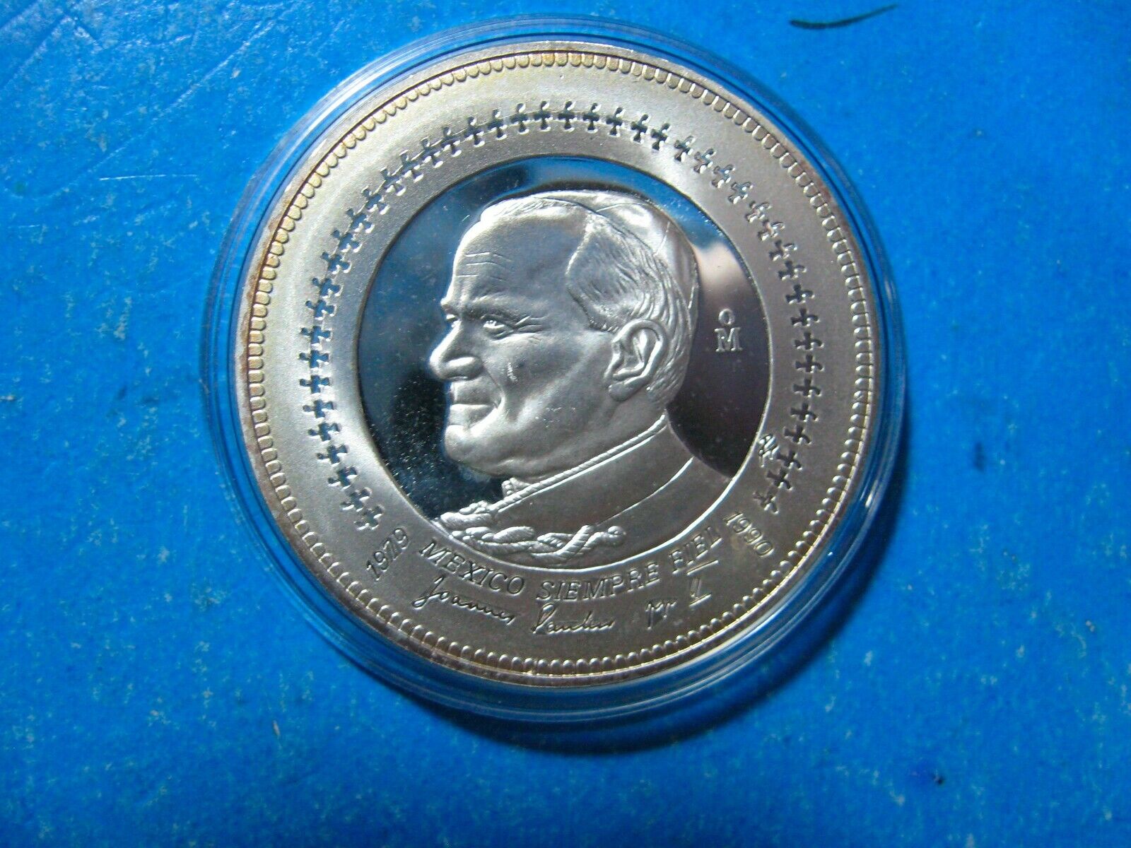 1990 MEXICO MINT MEDAL JOHN POPE PAUL II .999 SILVER 1 PURE OUNCE PROOF