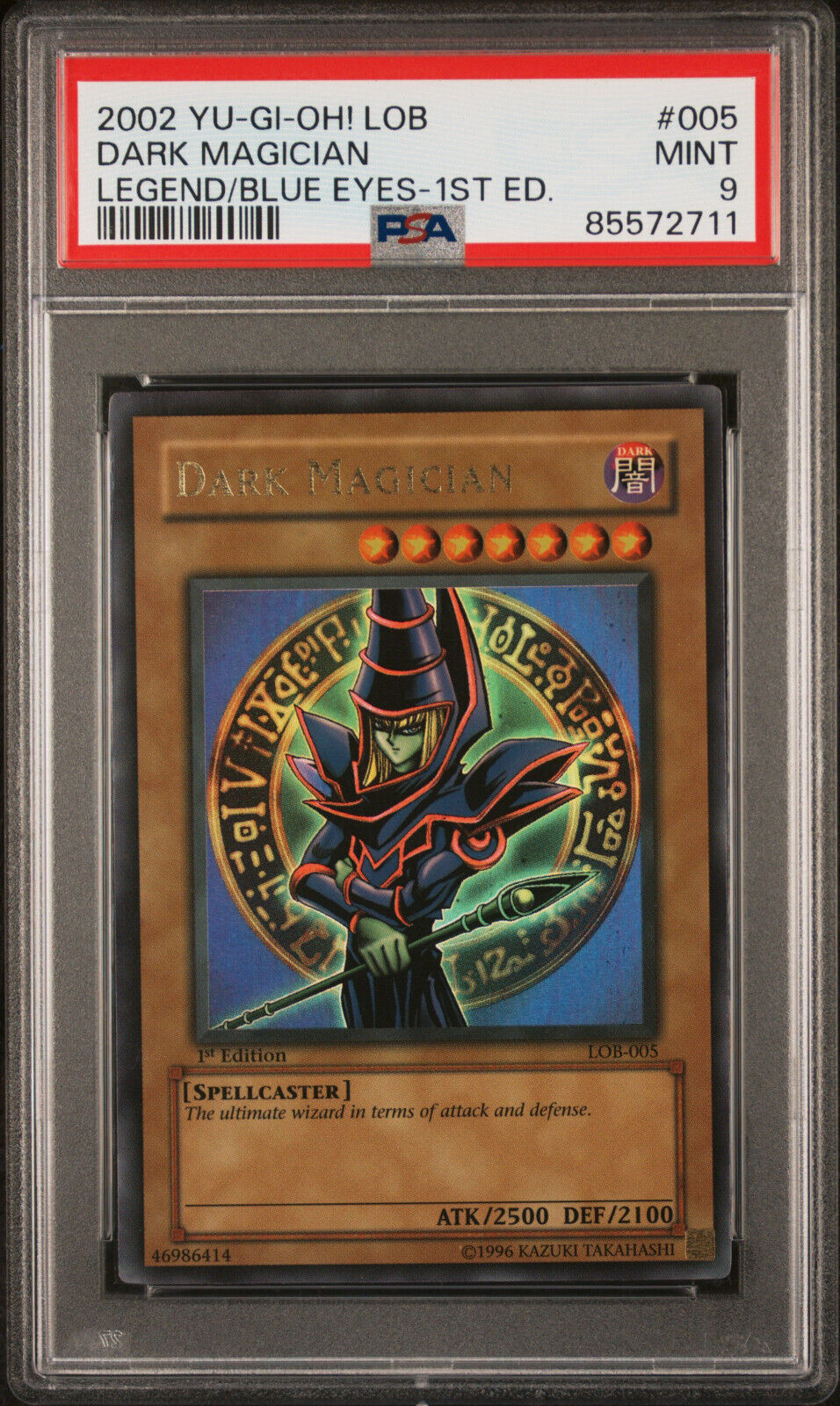 Yugioh Dark Magician LOB-005 1st Edition Ultra Rare PSA 9 Mint WAVY