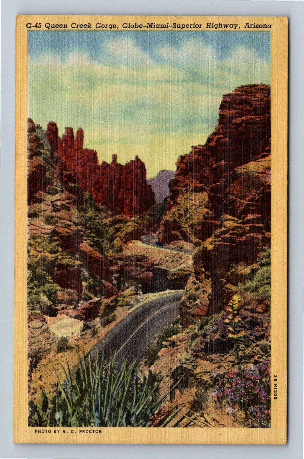 Globe Miami Superior Highway AZ-Arizona Queen Creek Gorge Vintage Postcard