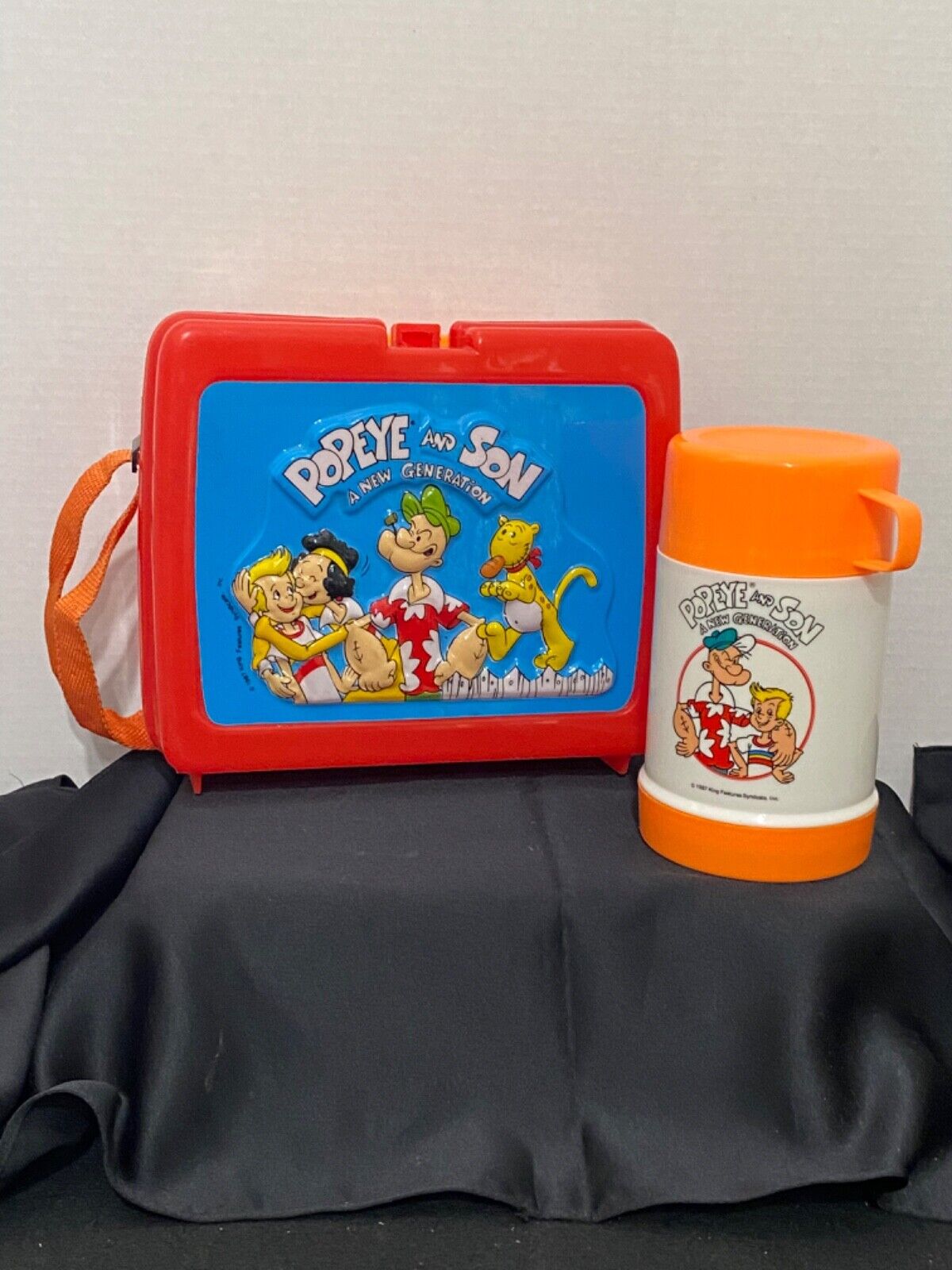 Popeye and Son A New Generation Plastic Lunch Box Kit w/Thermos Vintage 1987