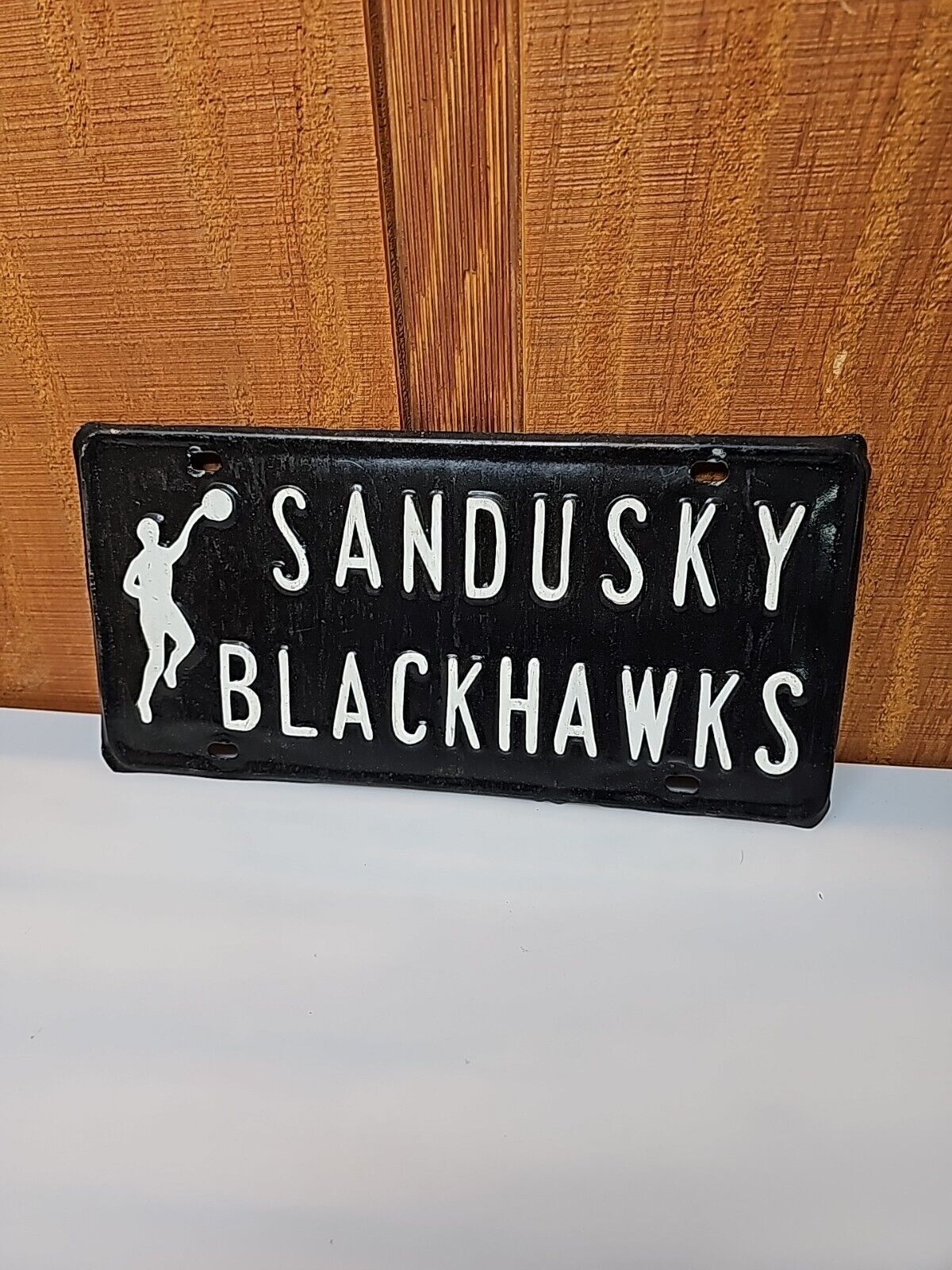 Sandusky Indiana Blackhawks Basketball Bus license plate RARE 1940s 