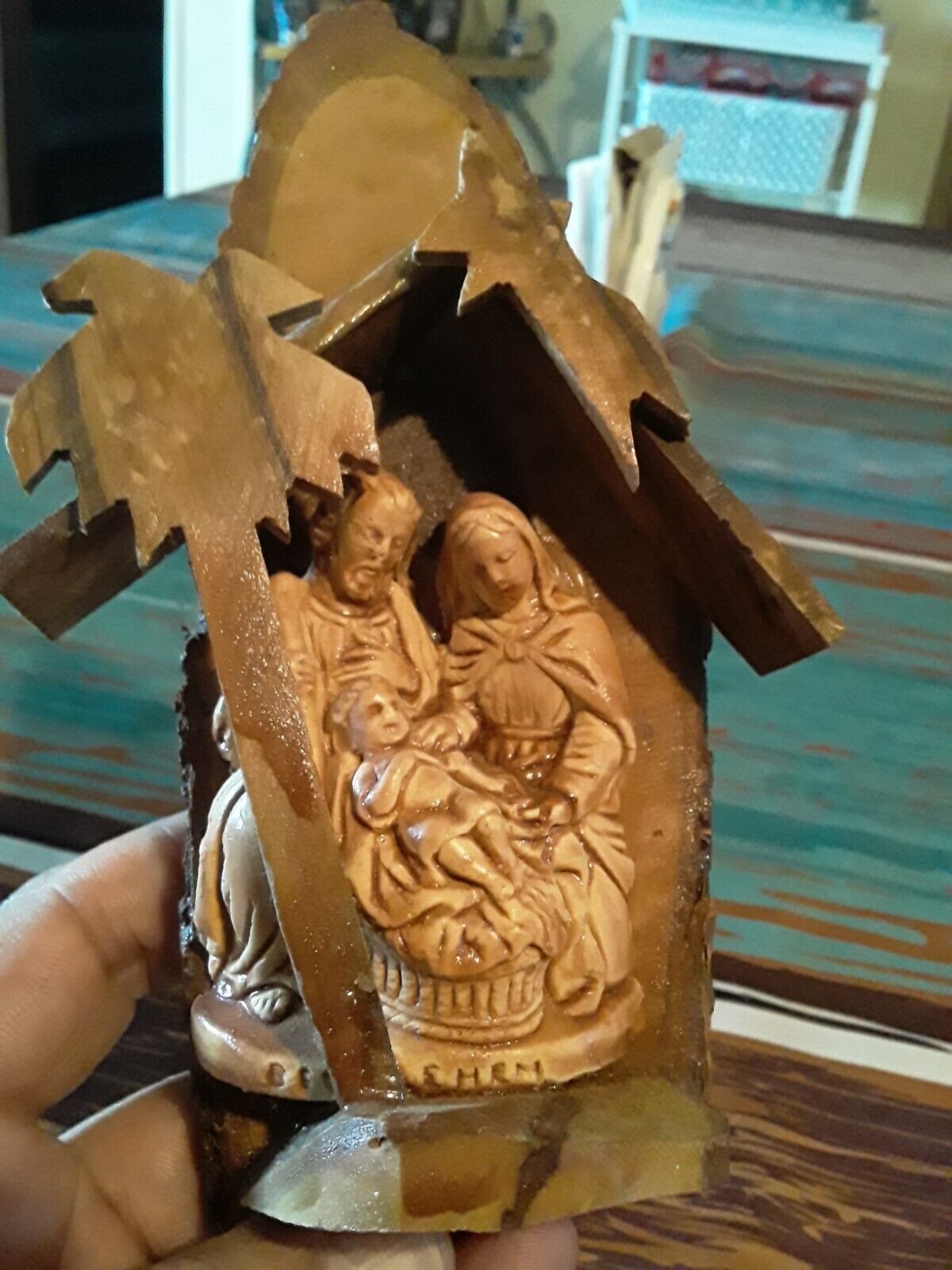 Hand Carved Wood Nativity Scene
