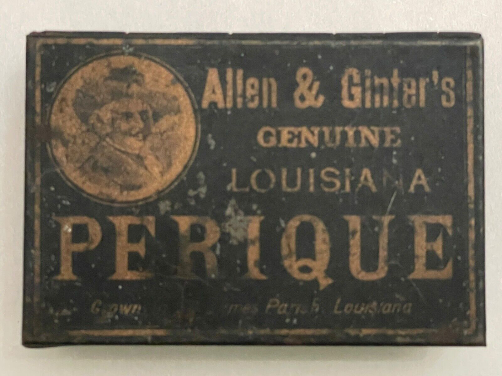 ANTIQUE ALLEN & GINTER'S LOUISIANA PERIQUE TOBACCO TIN - 1800s/Early 1900s