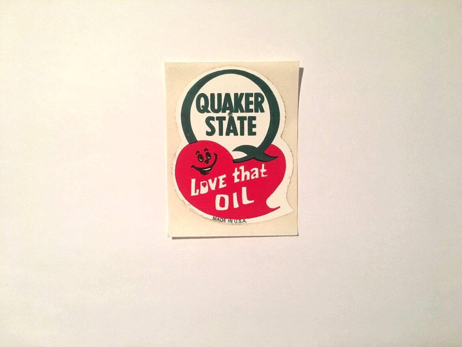 1972 QUAKER STATE LOVE THAT OIL VINTAGE ORIGINAL STICKER DECAL NOS 3\