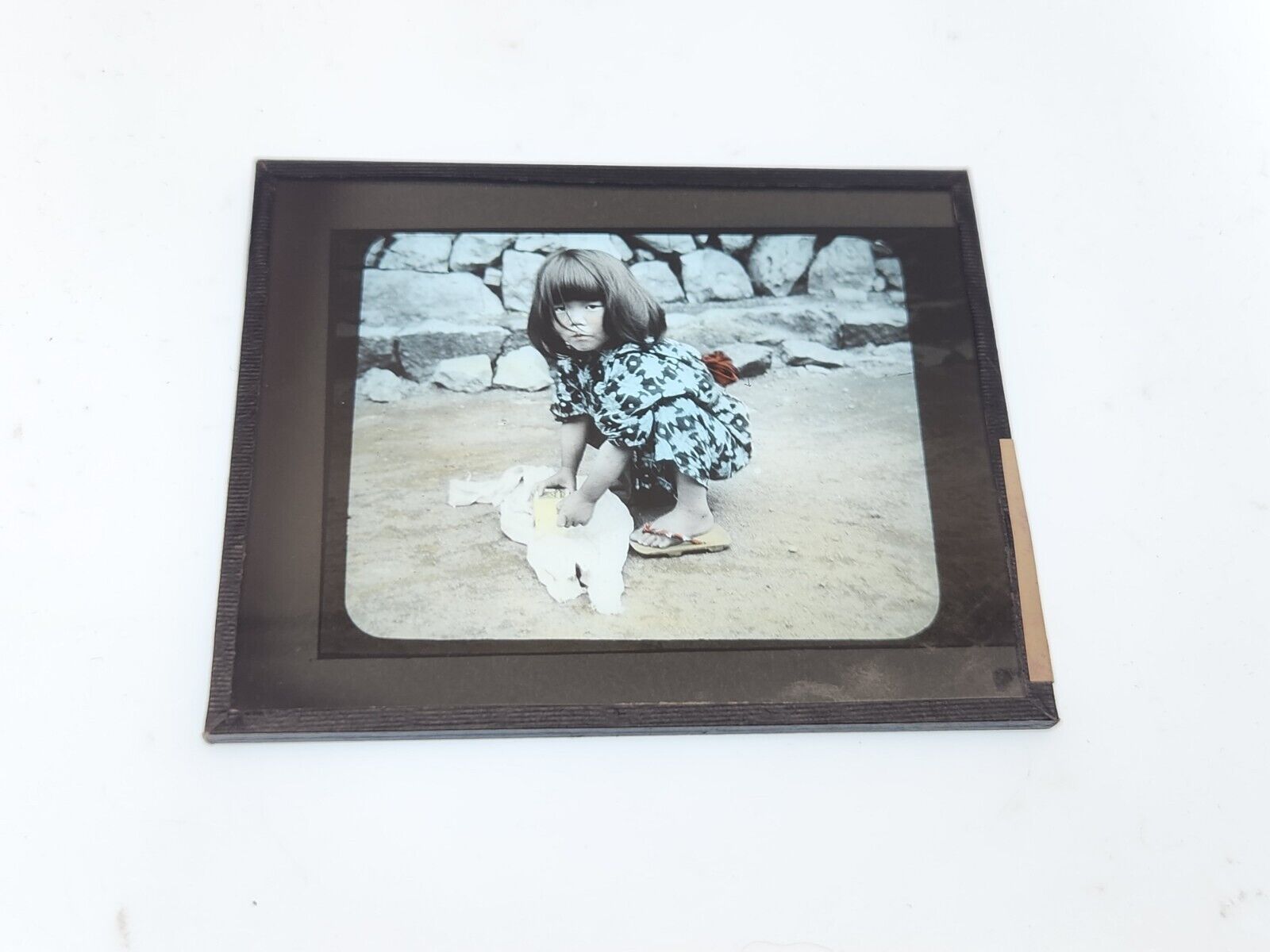Little Japanese Girl Child - Antique Colored Magic Lantern Glass Slide