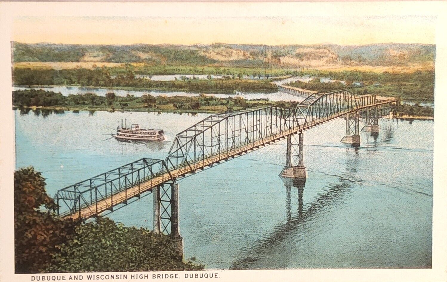 1920's Postcard of Dubuque & Wisconsin High Bridge. Dubuque, Iowa. #-1352