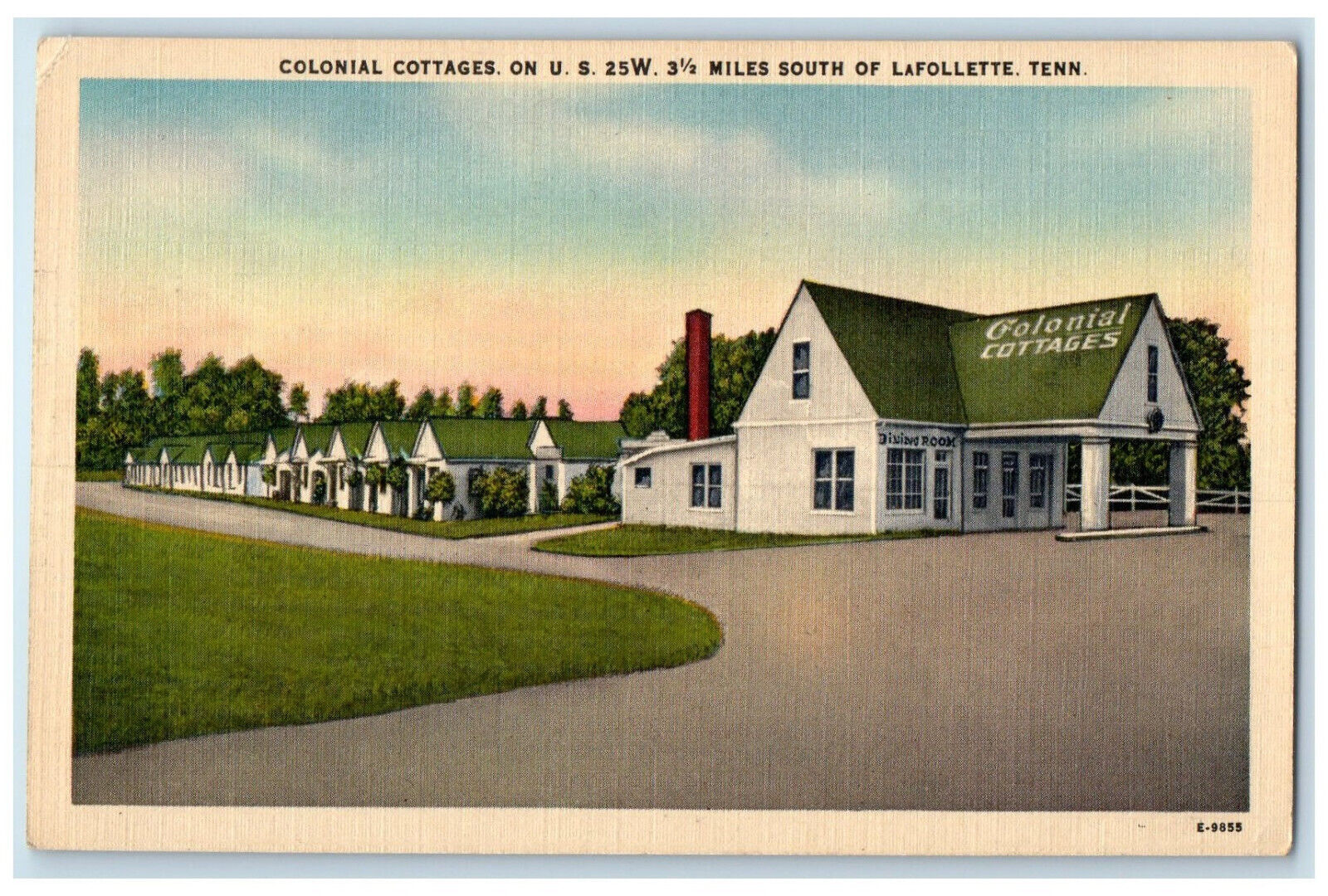 c1940\'s Colonial Cottages on US 25W Lafollette Tennessee TN Vintage Postcard