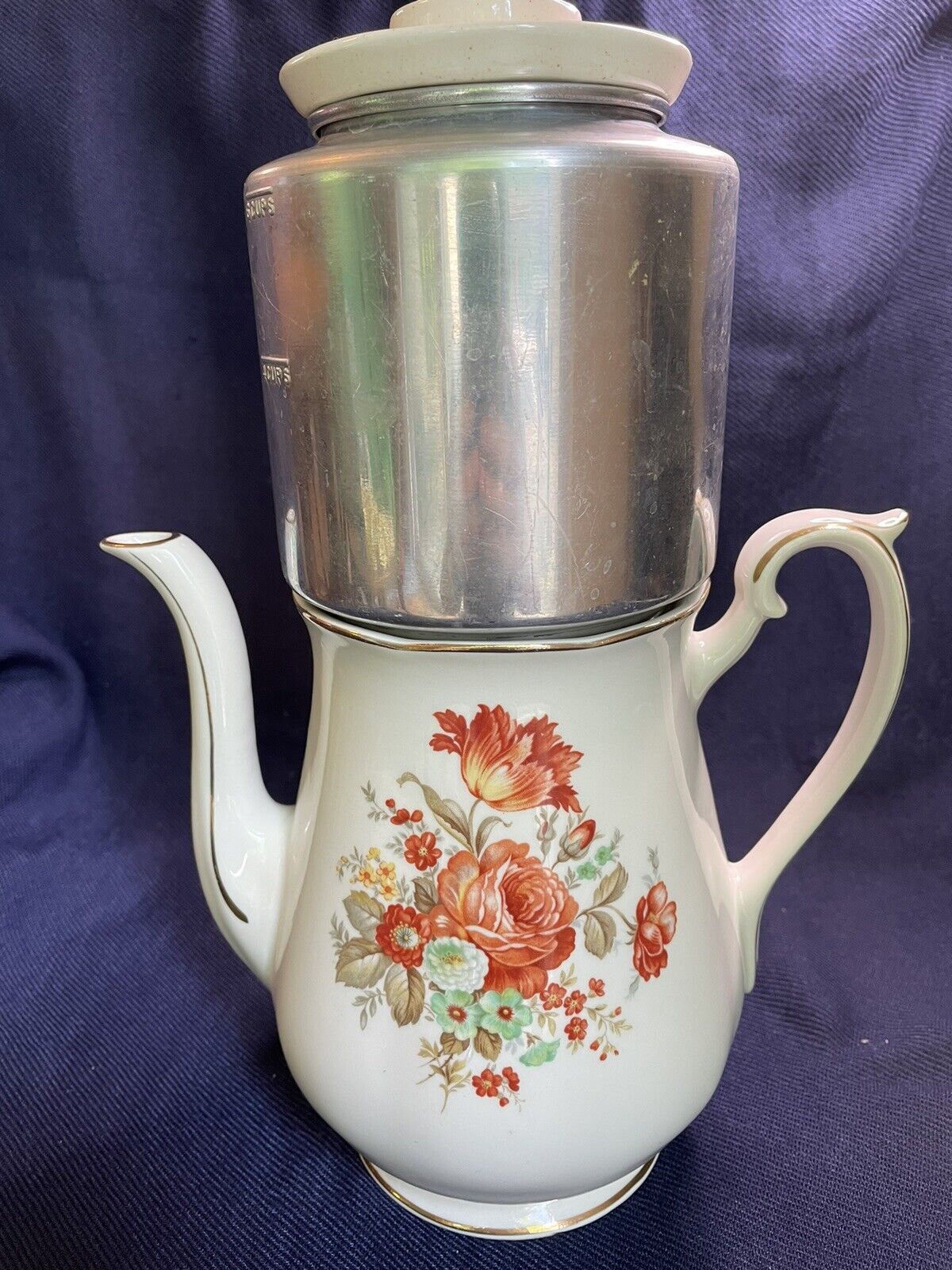 RARE Vintage Ceramic Drip-o-Lator The Enterprise Aluminum Co Coffee Pot 1940s/50