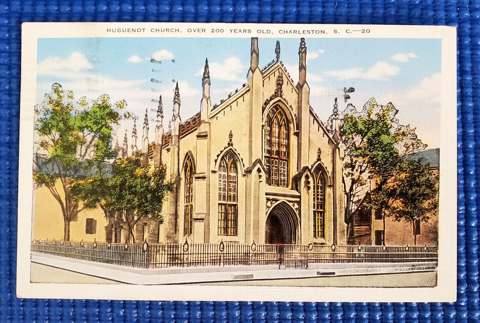 Vtg c1940s Huguenot Church 200+ yrs old ~French Huguenots Charleston SC Postcard