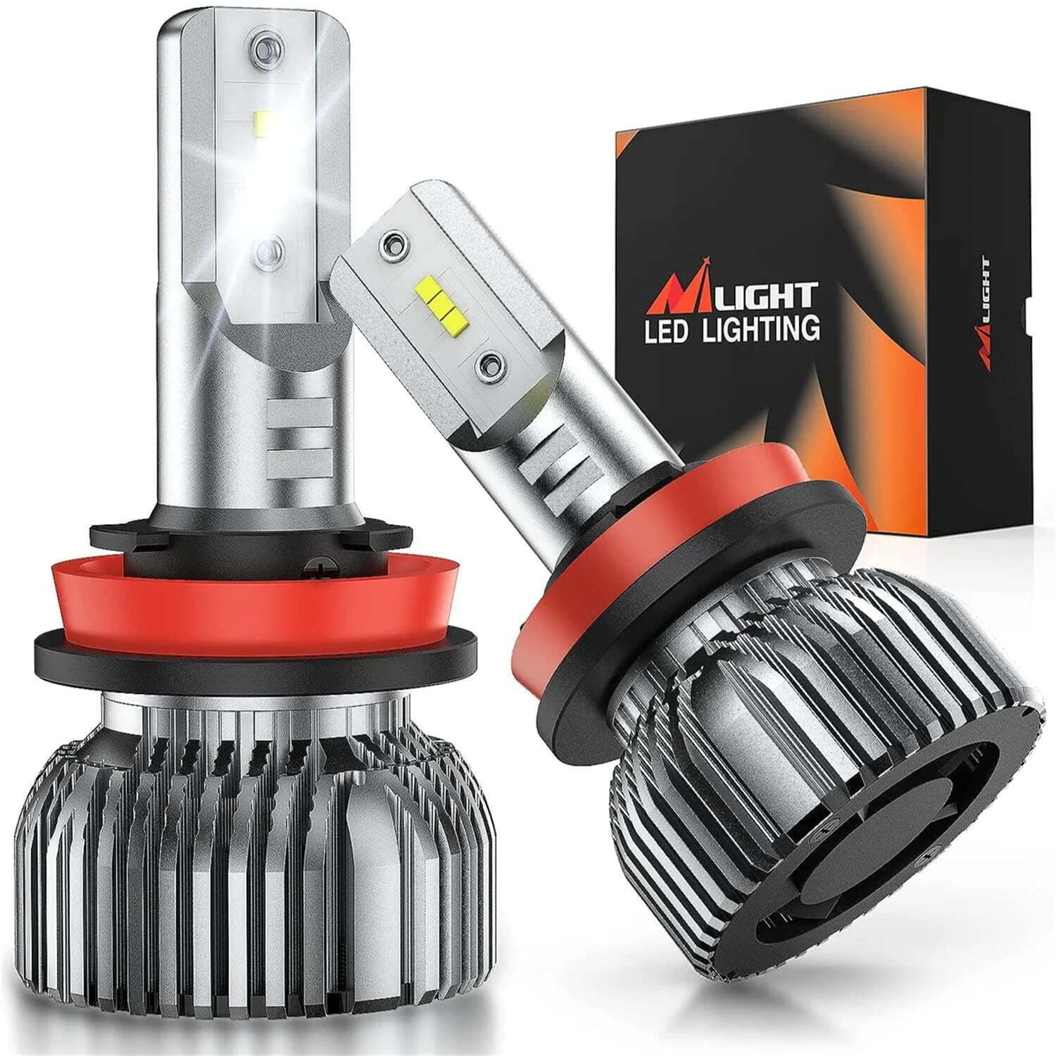 Nilight H11/H9/H8 LED Headlight Bulbs E20 Series 50W 10000LM 6000K IP67 | 2