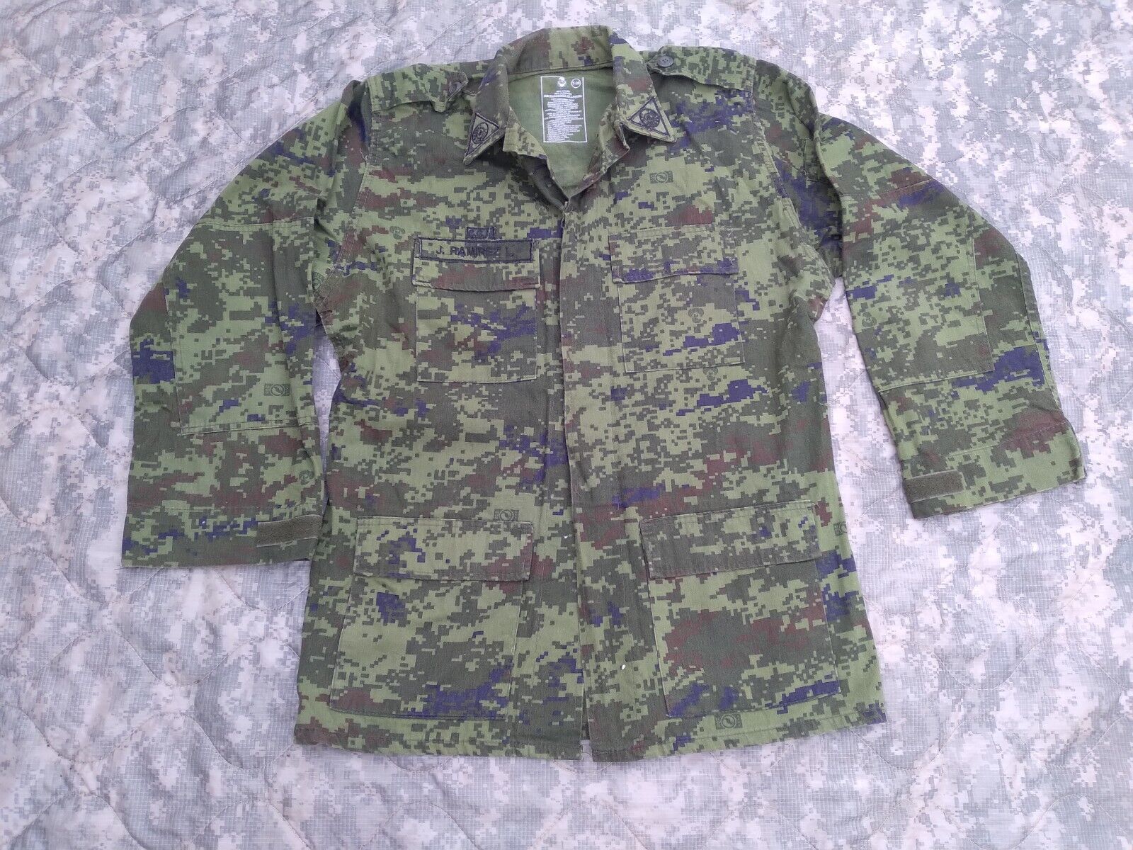 Mexican Army Jacket SEDENA Digital Green Camouflage War On Drugs
