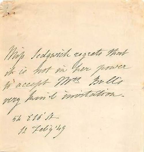 Catherine Sedgwick Early American Author Novelist Antique Autograph Signed Note