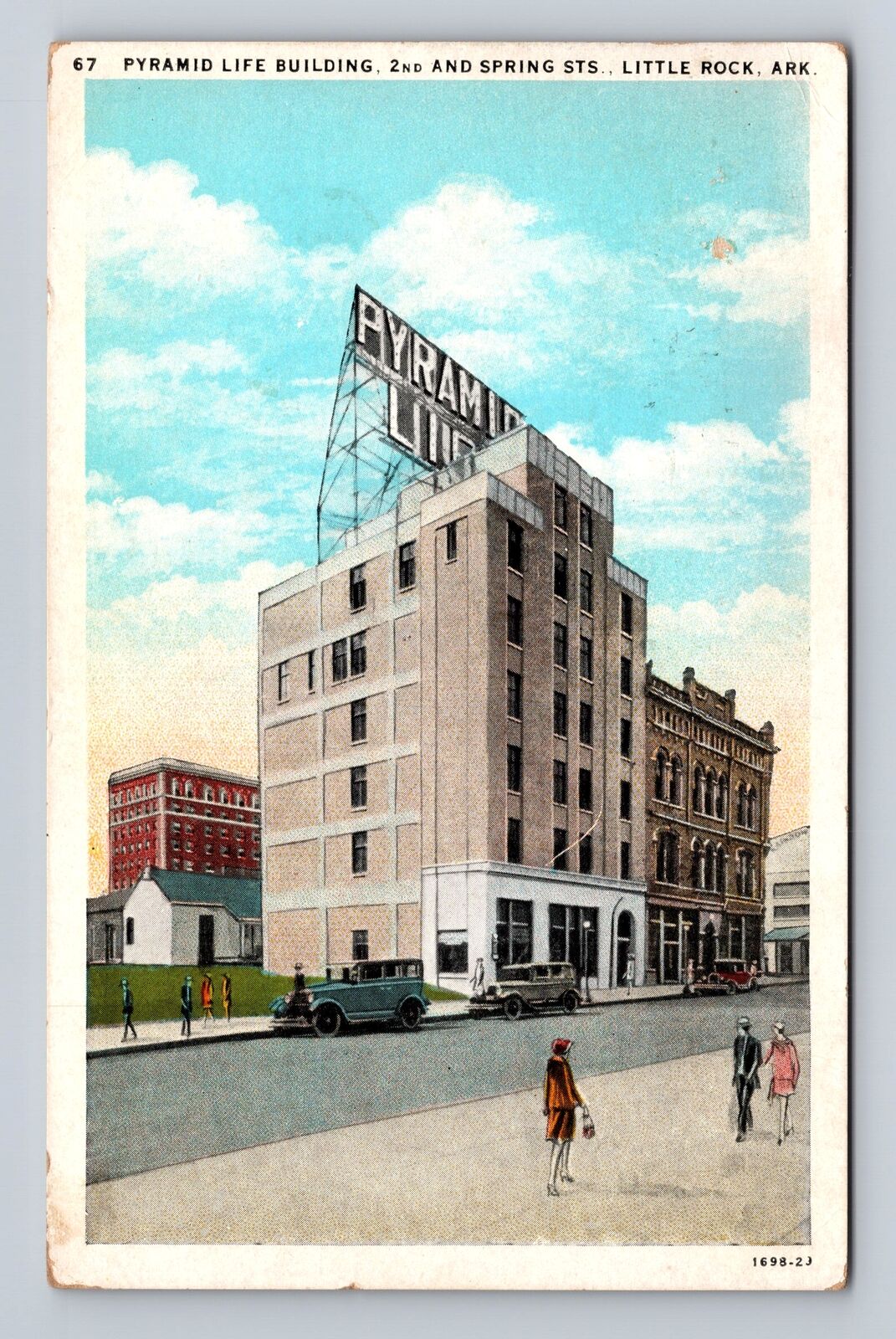 Little Rock AR-Arkansas, Pyramid Life Building, Antique, Vintage c1942 Postcard