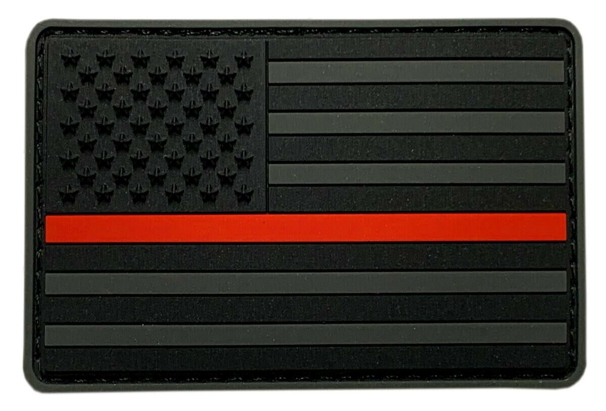 Firefighter Thin Red Line USA Flag Tactical Patch [PVC Rubber-F9]