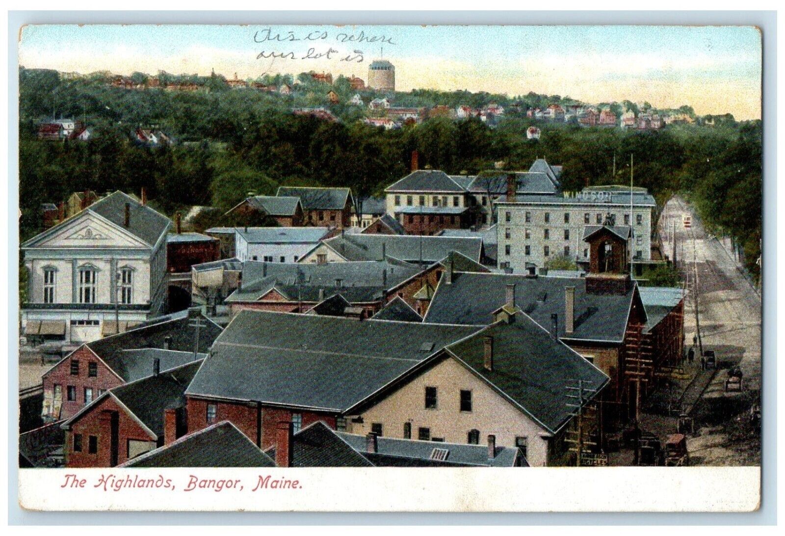 c1905 Bird\'s Eye View Of Highlands Bangor Maine ME Unposted Antique Postcard