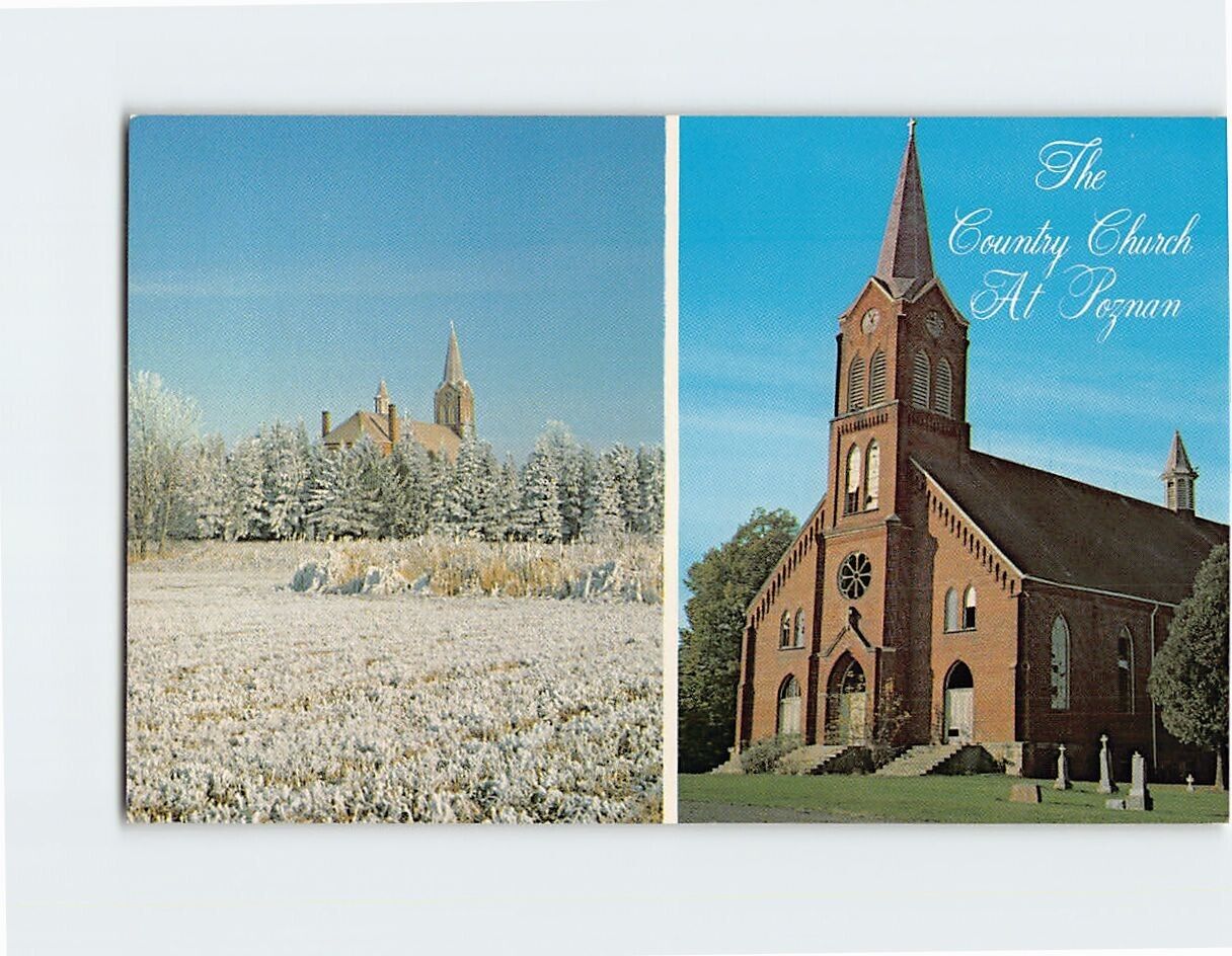 Postcard The Country Church at Pozman Thorp Wisconsin USA