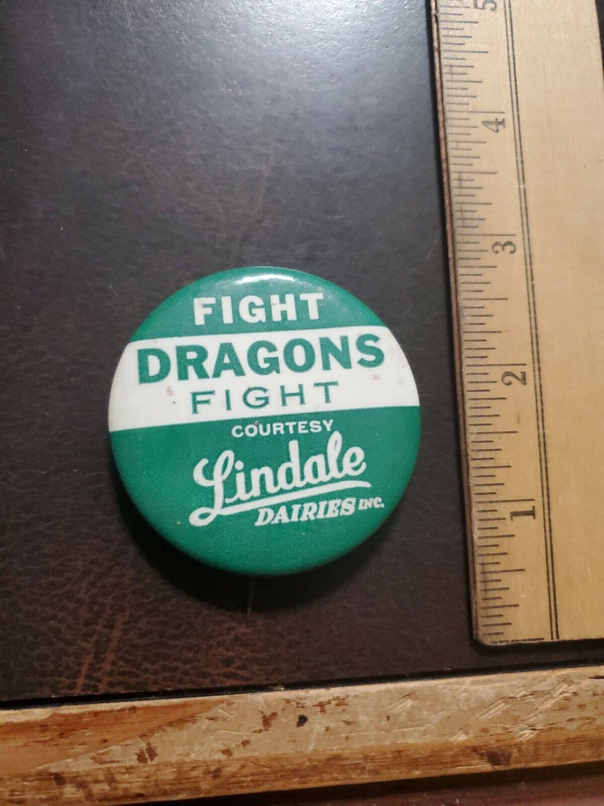 Vntg 1950-60 HS Advertising Button Lindale Dairies Dragons