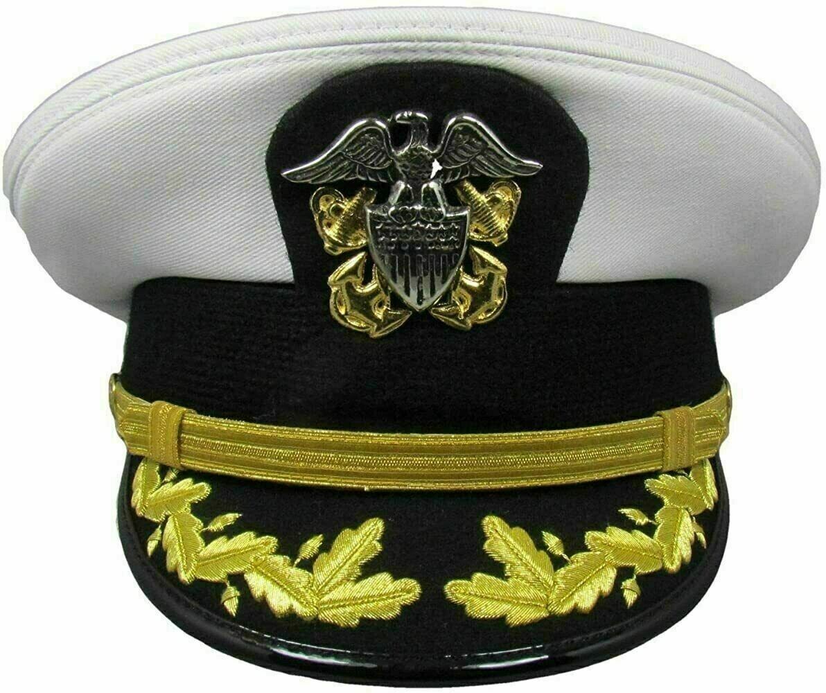 USA Navy Cap - COMMANDER ADMIRAL RANK WHITE HAT CAP in all sizes
