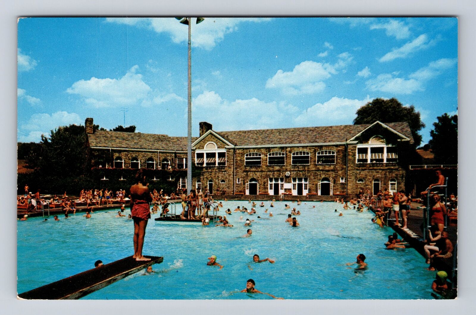 Wheeling WV-West Virginia, Oglebay Park, Crispin Center Pool Vintage Postcard