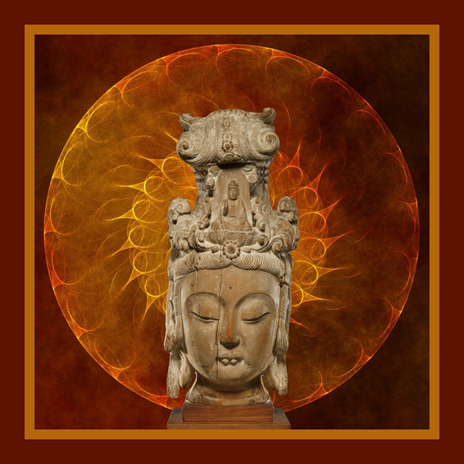 Guanyin Goddess of Compassion, BIG MAGNET 3.5 x 3.5 inches, Vintage Art Image