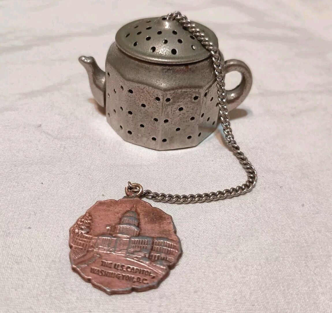 Vintage Japan Silver Tea Diffuser Celebrating Washington DC Souvenir 
