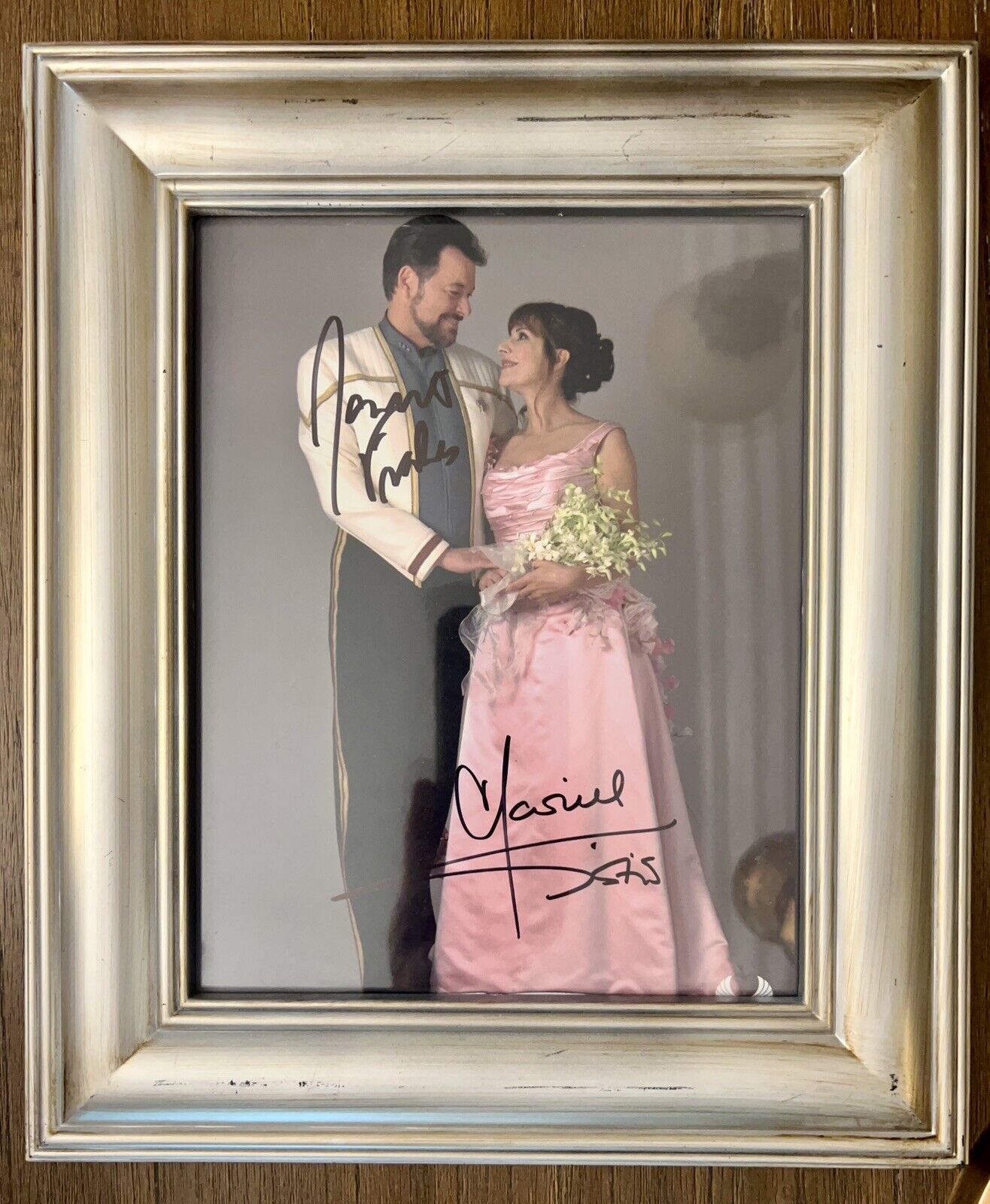 Star Trek Nemesis Framed Wedding Photo Signed By  Frakes And  Sirtis With COA