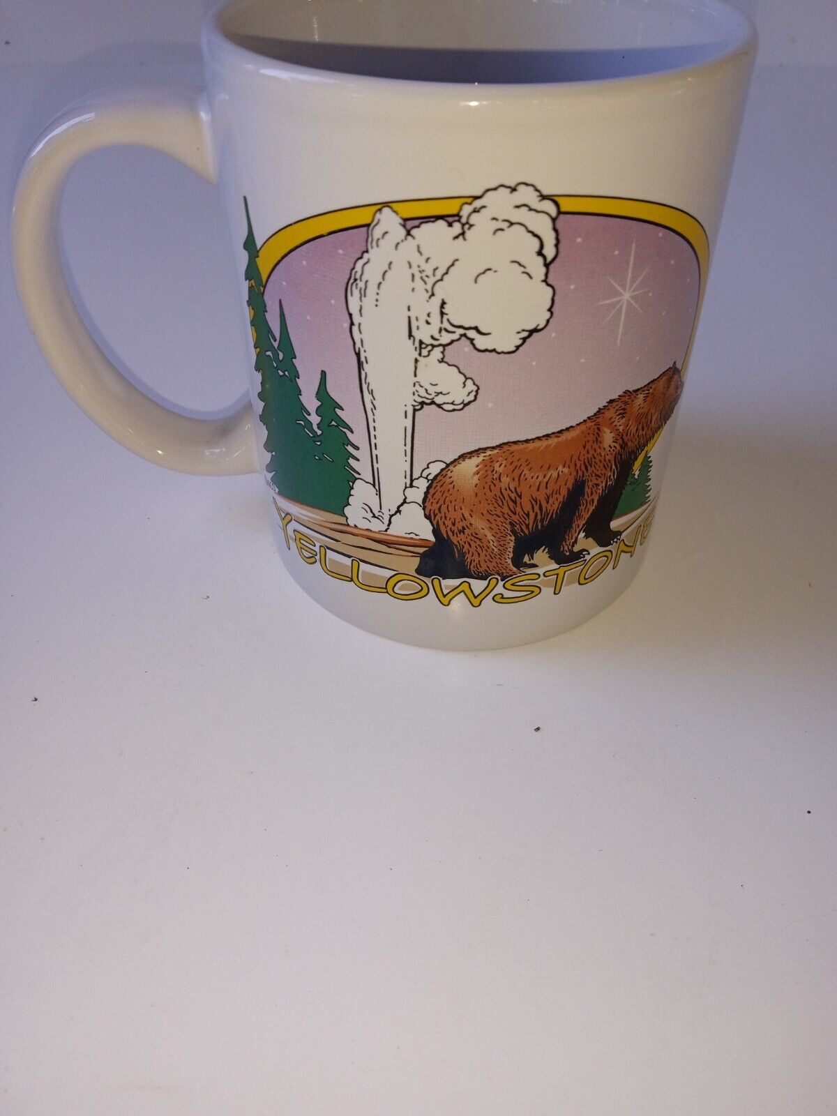 Vintage MICO Yellowstone Park Souvenir Coffee Mug Cup Wildlife Grizzly Bear Used
