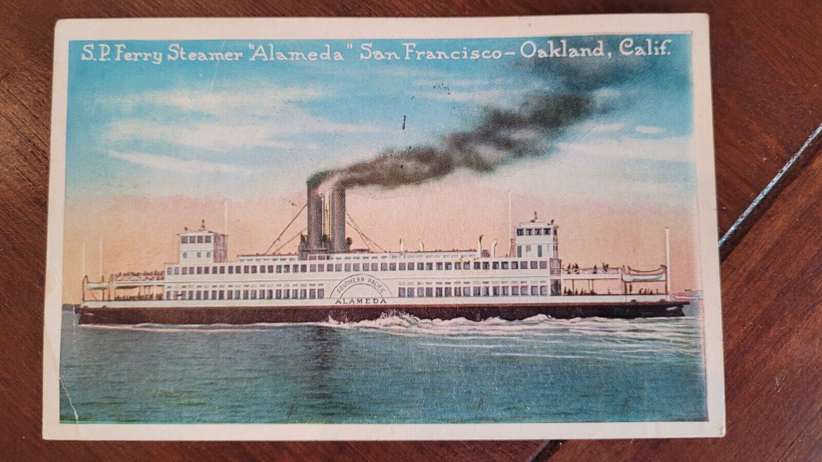 SP Ferry Steamer Boat Alameda San Francisco Oakland California Vintage Post Card