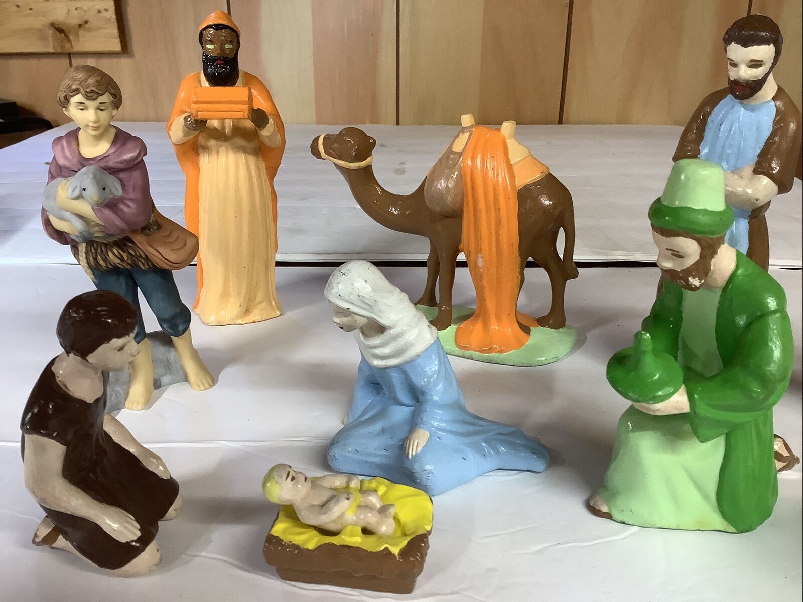 Vintage 10 Piece Porcelain Nativity Set  Hand Painted 6 Inch