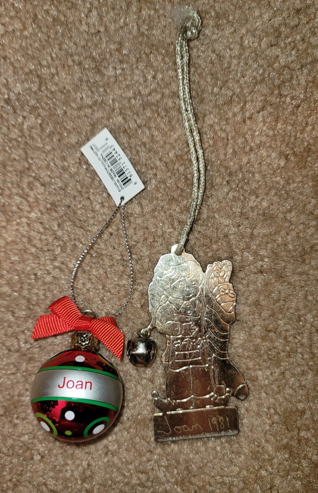 The Name Joan Engraved Christmas Holiday Ornament Vintage Old Decor