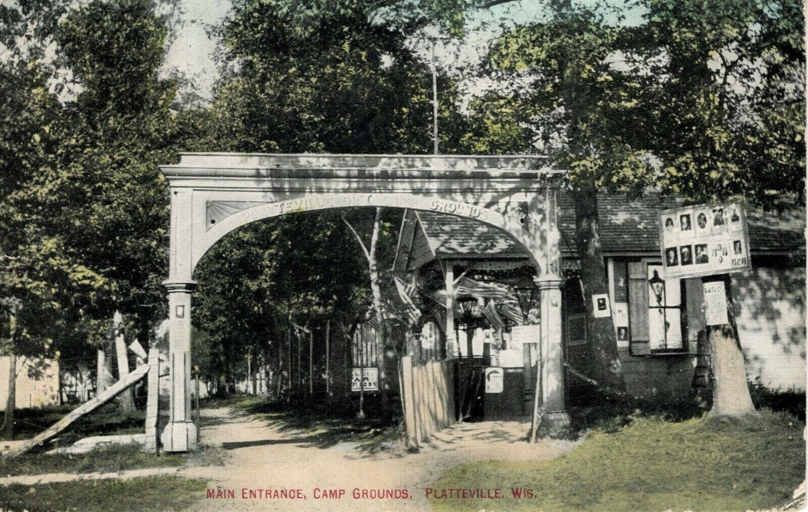 Platteville, Wisconsin - The Main Entrance to the Campgrounds - in 1909