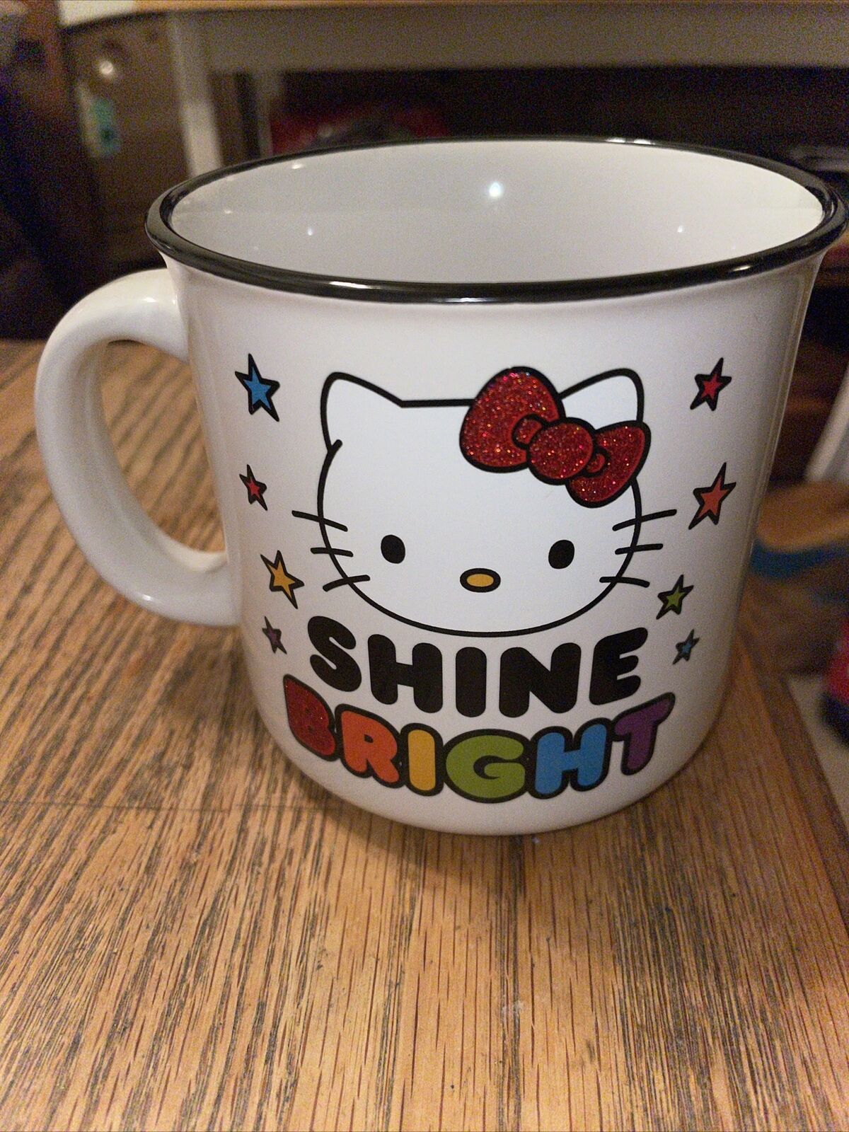 Hello Kitty Mug  Shine Bright Rainbow Glitter Mug NEW Cup Rainbow
