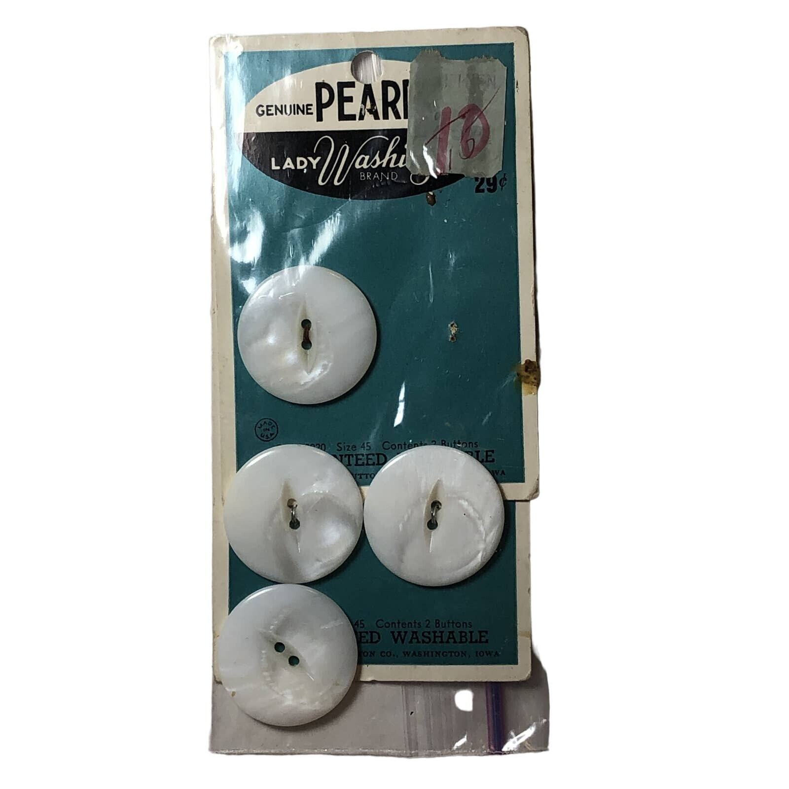 4 Vintage Genuine Pearl Sewing Buttons Lady Washington 1 1/8\