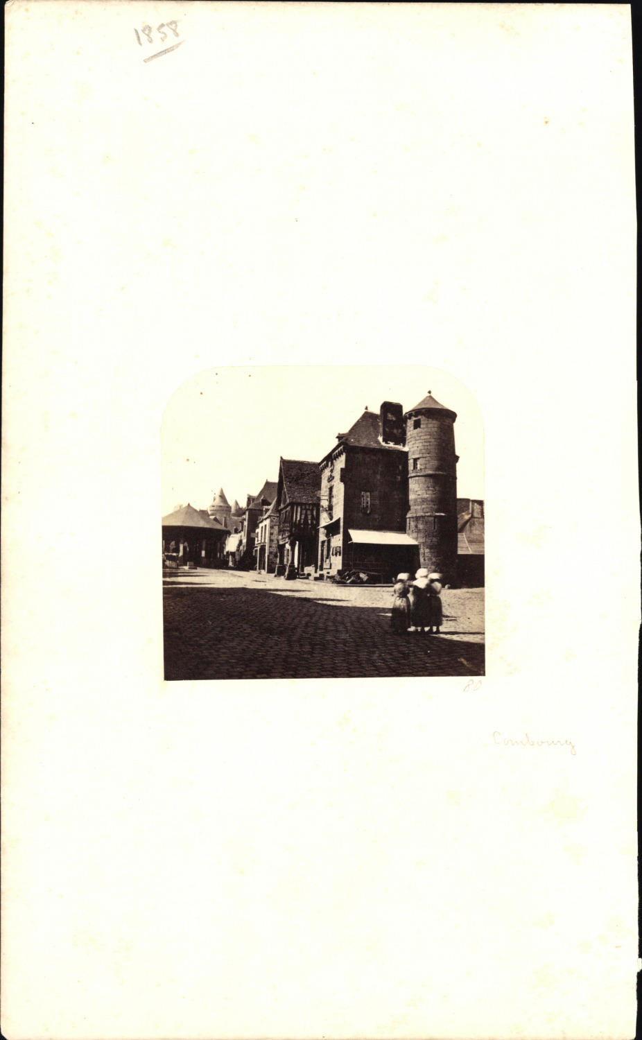 France, Combourg, Place du Marché, Vintage Print, 1858 Narrative of a Walking to
