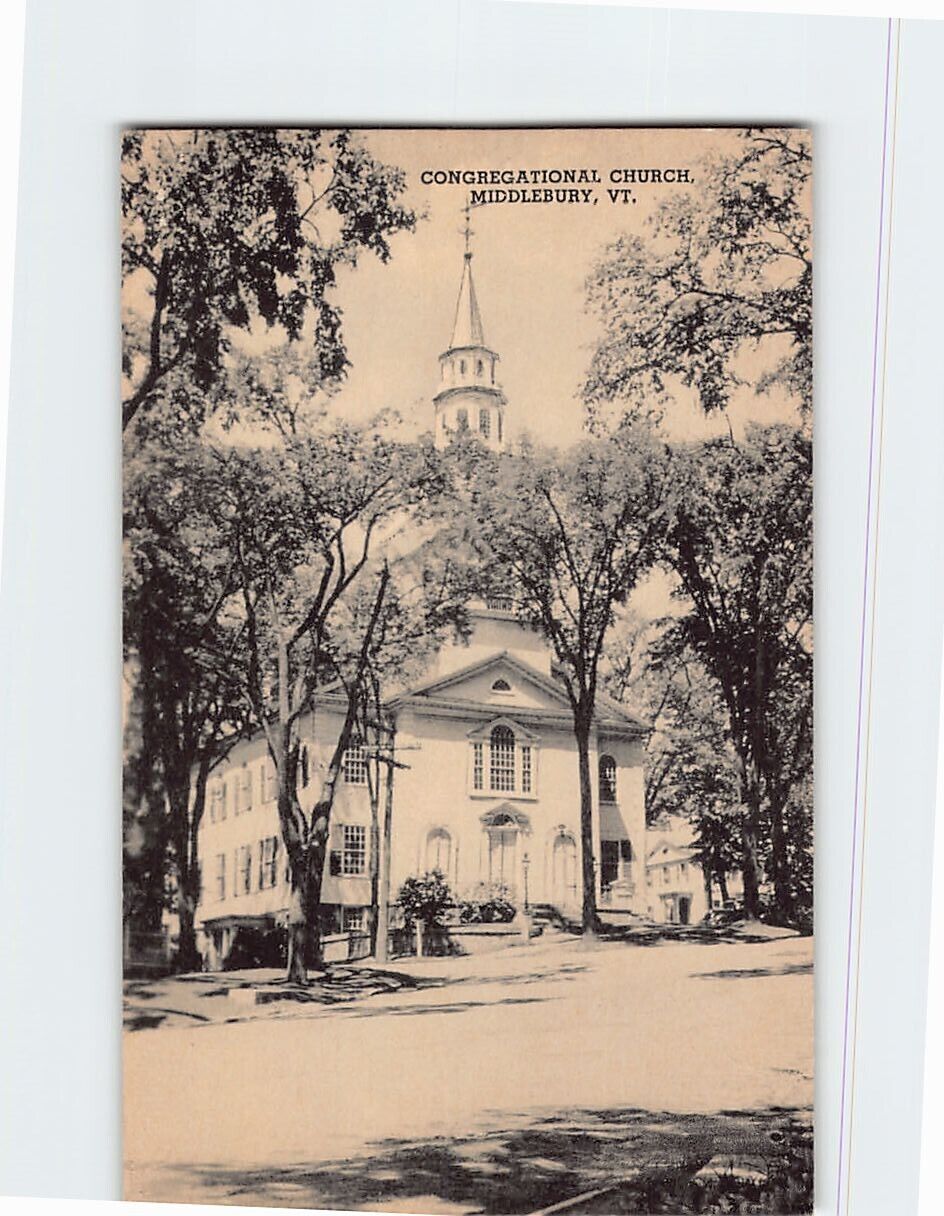 Postcard Congregational Church Middlebury Vermont USA