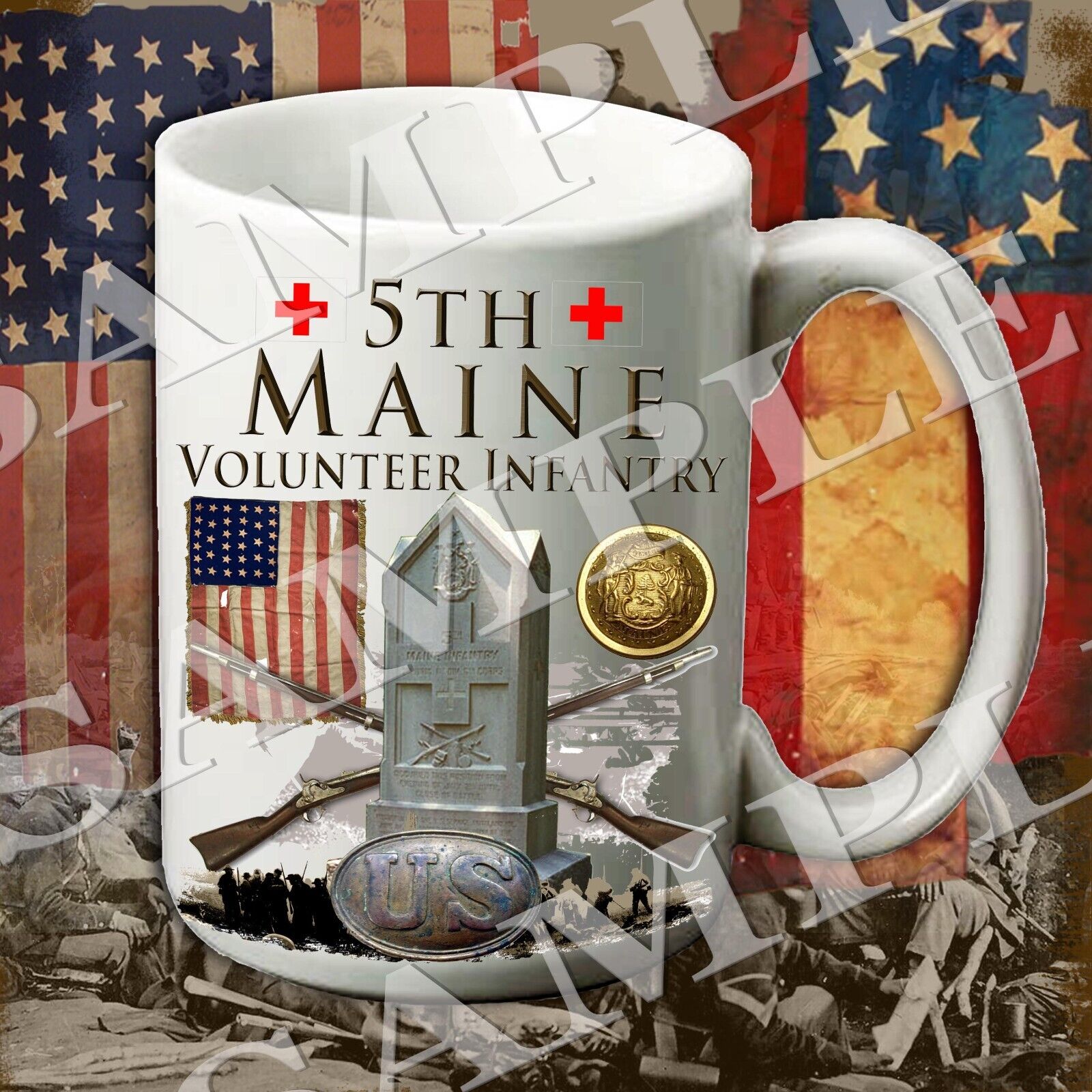 5th Maine Volunteer Infantry 15-ounce American Civil War themed coffee mug/cup