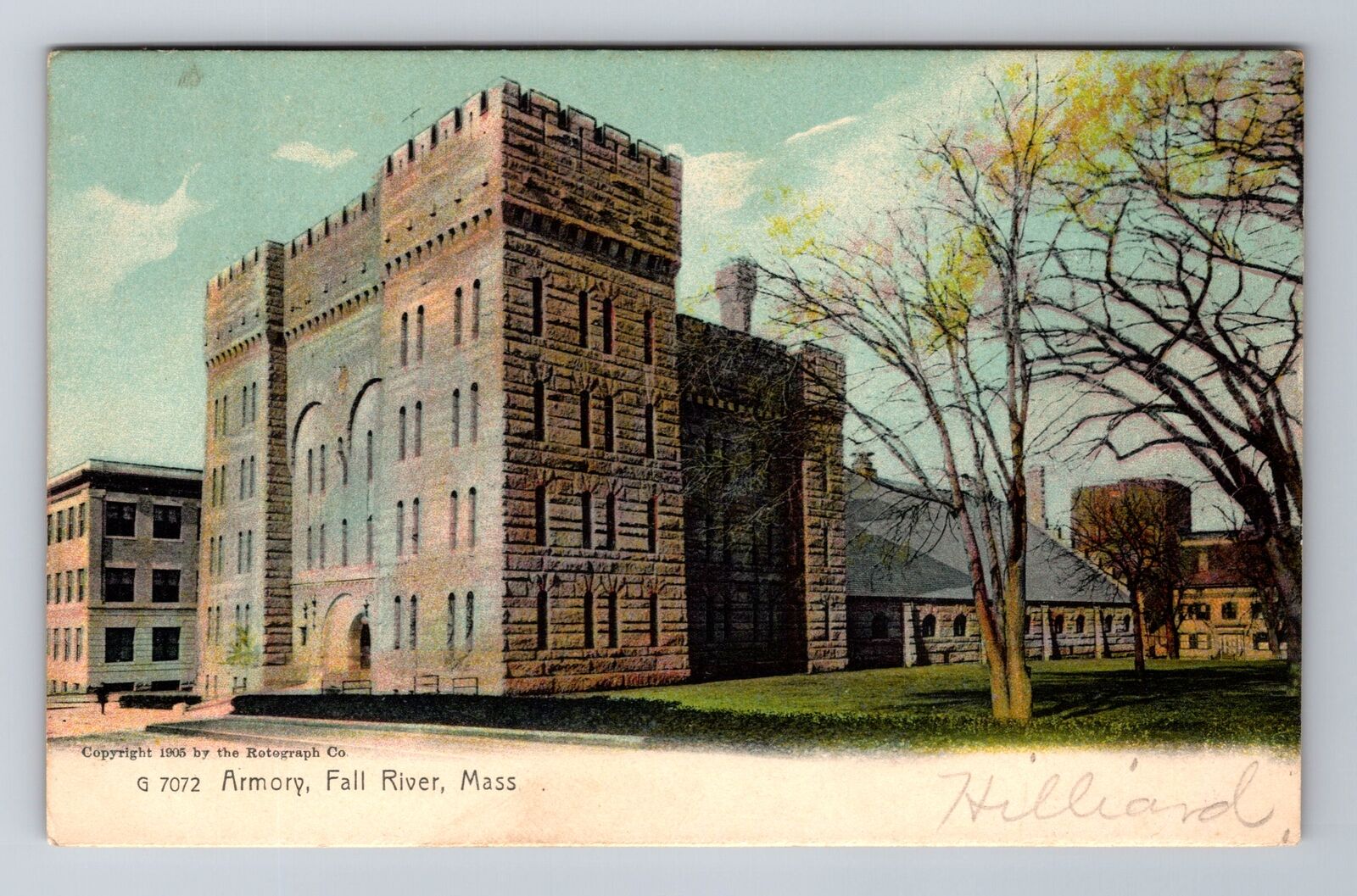 Fall River MA-Massachusetts, Armory, Antique Vintage c1908 Souvenir Postcard