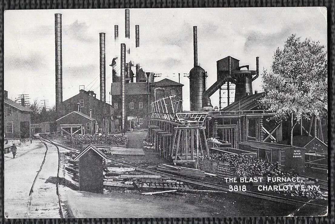EARLY 1900\'S. THE BLAST FURNACE. CHARLOTTE, NY POSTCARD M3
