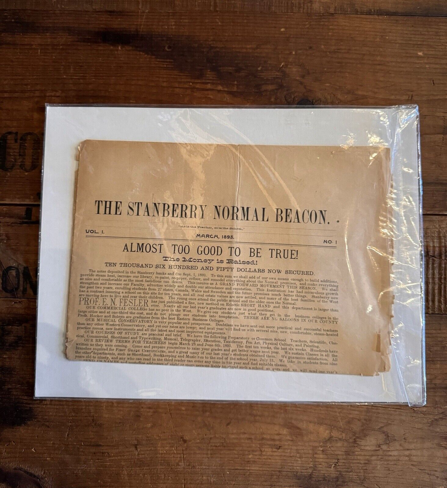 Circa 1893 Newspaper THE STANBERRY NORMAL BEACON 