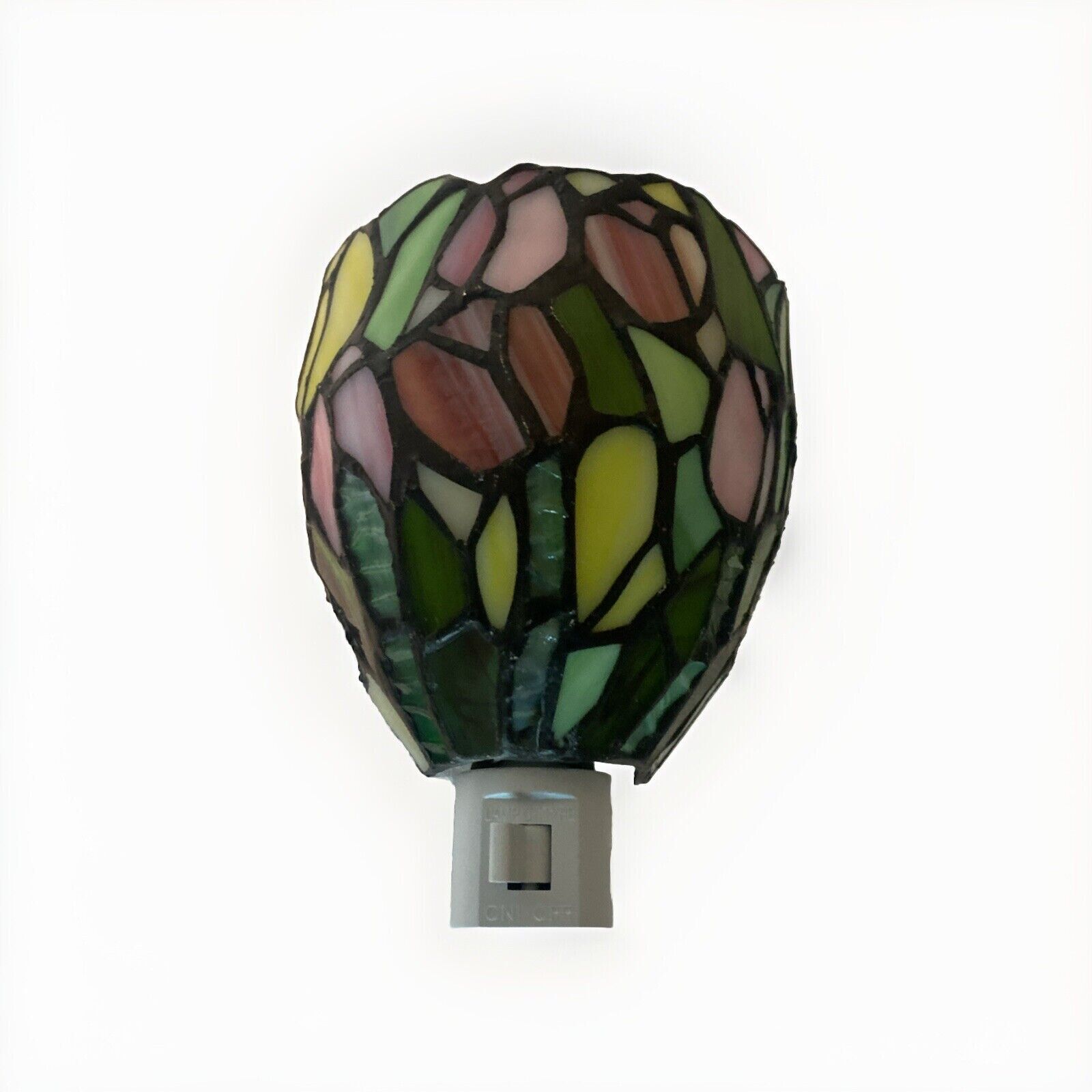 Vintage Stained Glass Tiffany Style  Accent Lamp Night Light 4”x4”